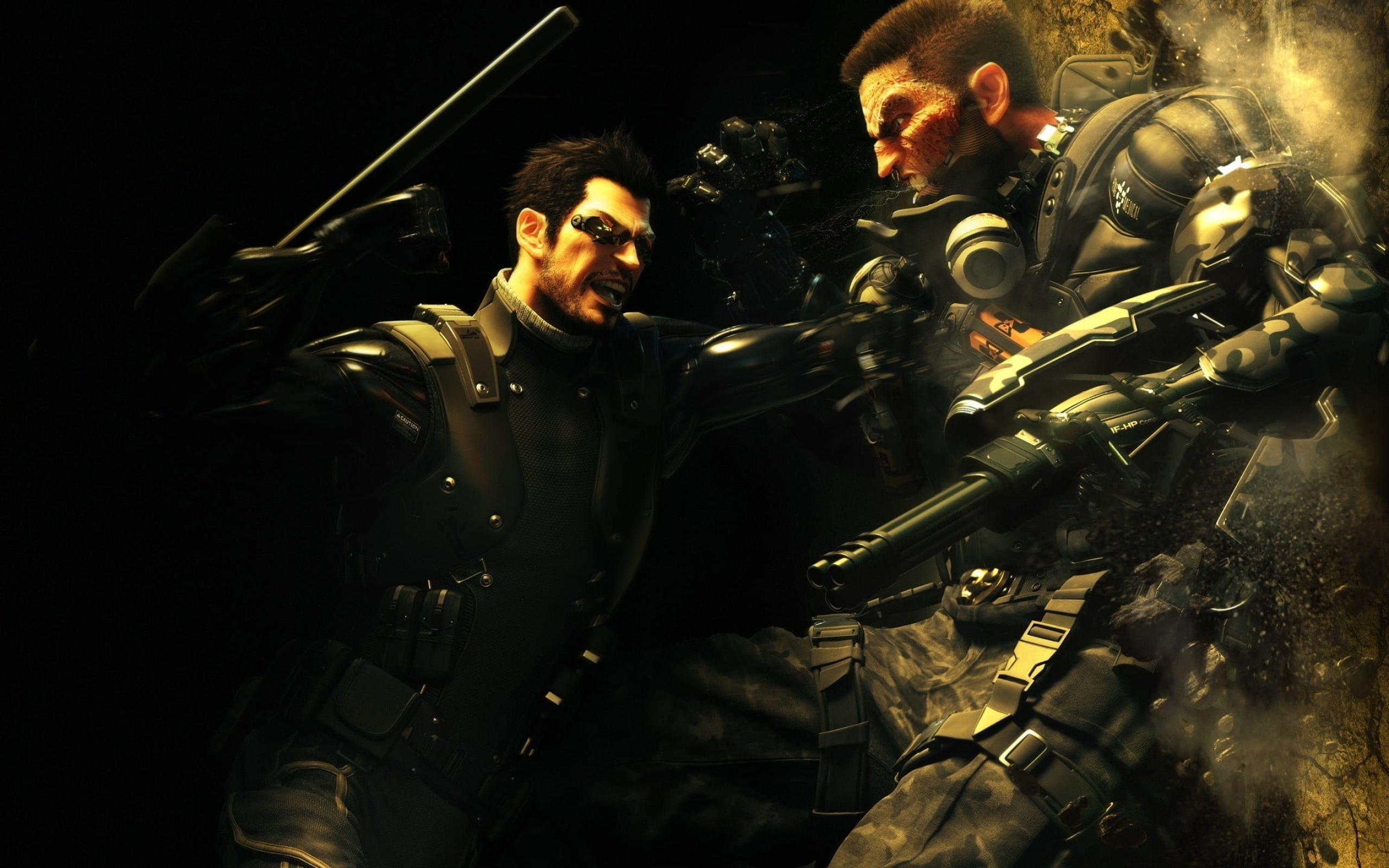 Black and yellow dragon action figure, Deus Ex: Human Revolution, video games HD wallpaper 2560x1600