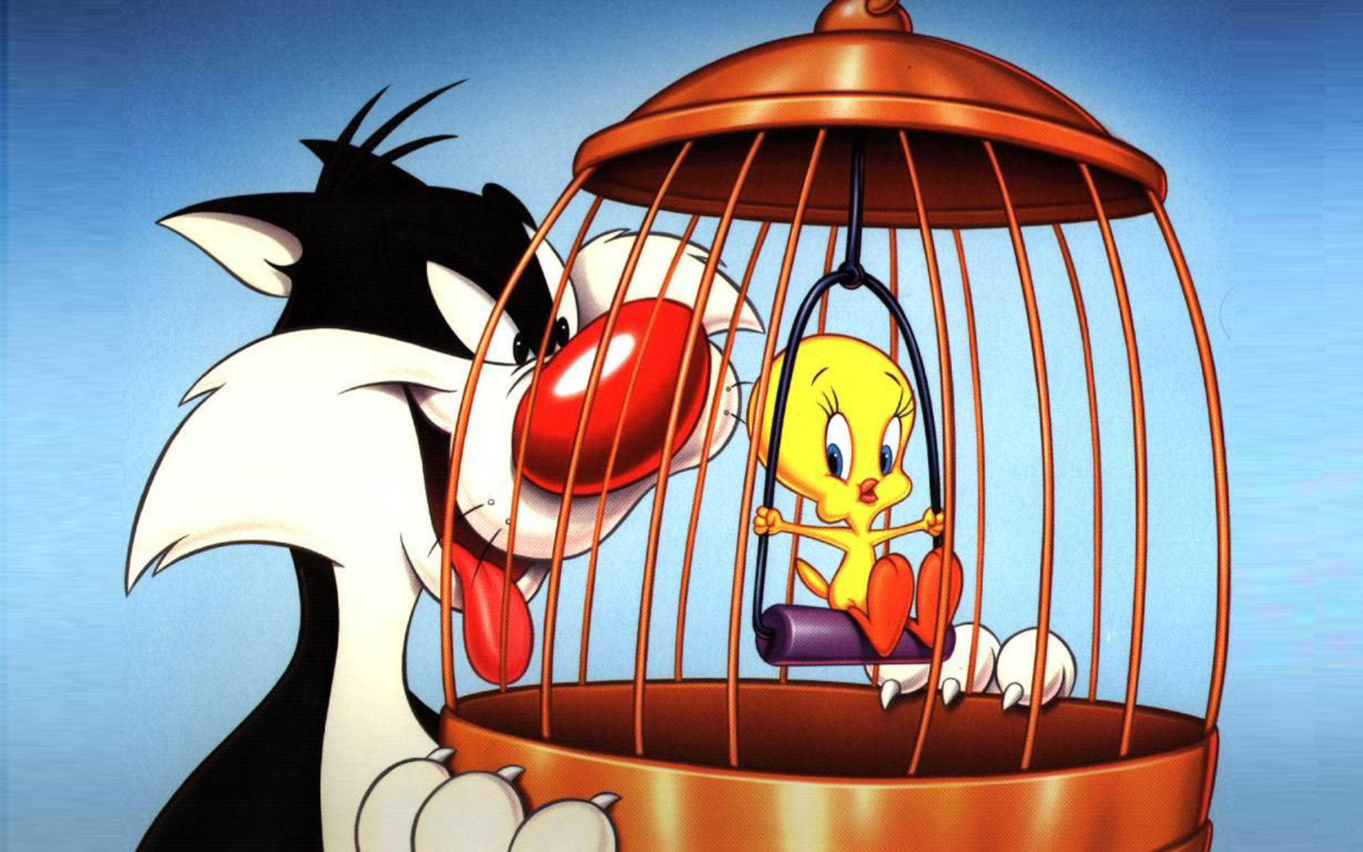 Sylvester the Cat, Tweety bird, Cartoon wallpaper, Cage setting, 1920x1200 HD Desktop