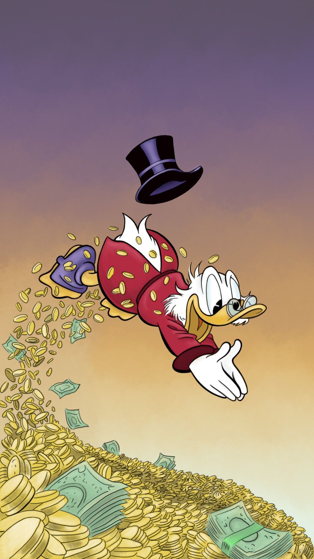 Scrooge McDuck cartoon wallpaper, Disney canvas art, 1080x1920 Full HD Handy