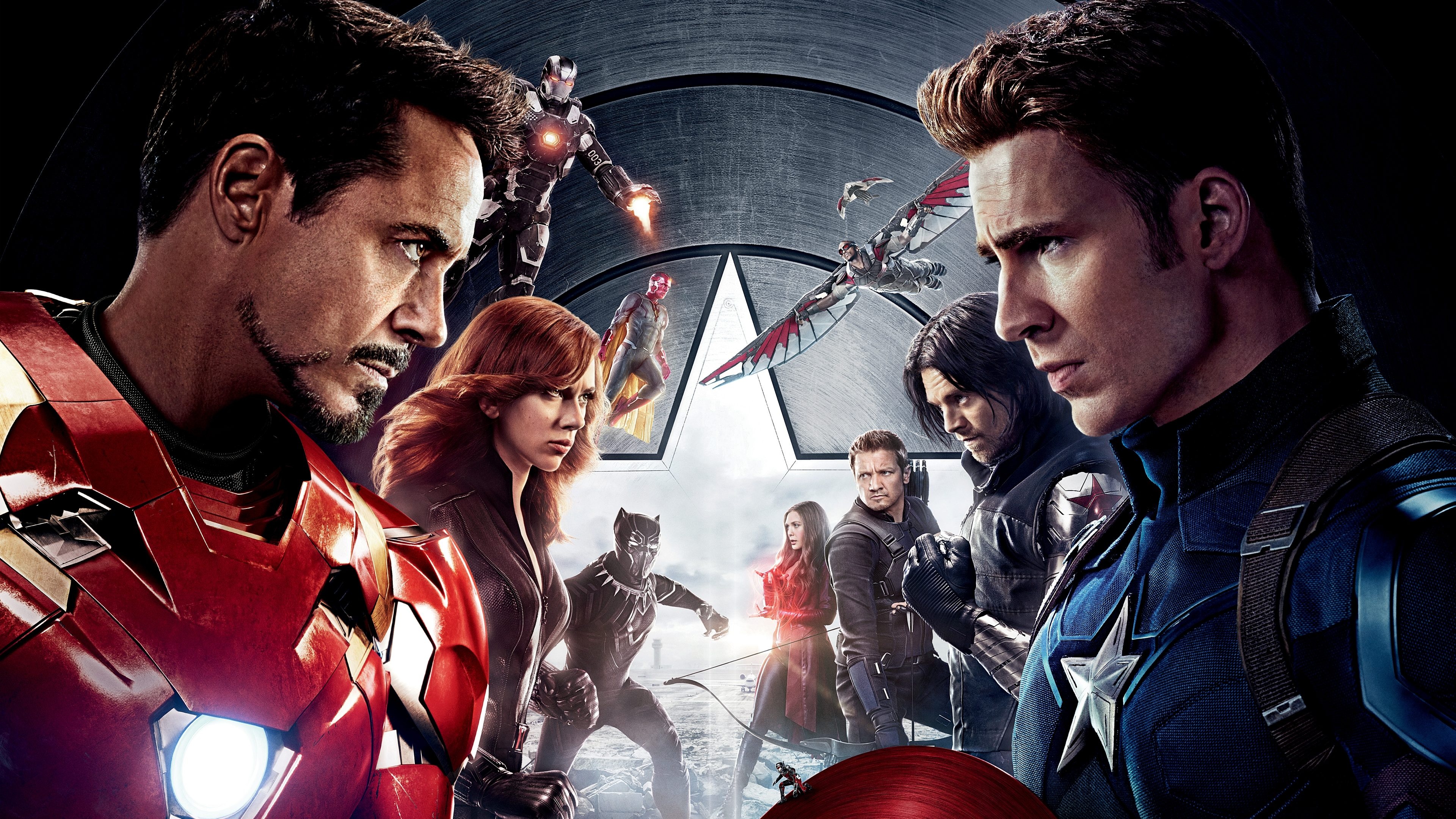 Captain America: Civil War, Heroic showdown, Ultimate fight scene, High-resolution action, 3840x2160 4K Desktop