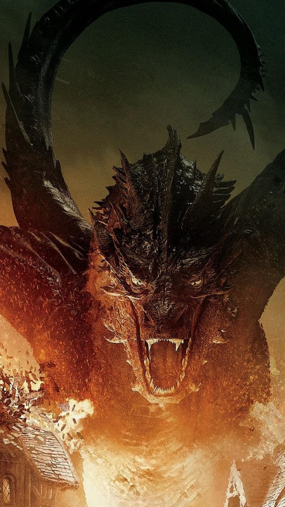 Smaug, The Hobbit, Dragon fire, Phone wallpapers, 1080x1920 Full HD Phone