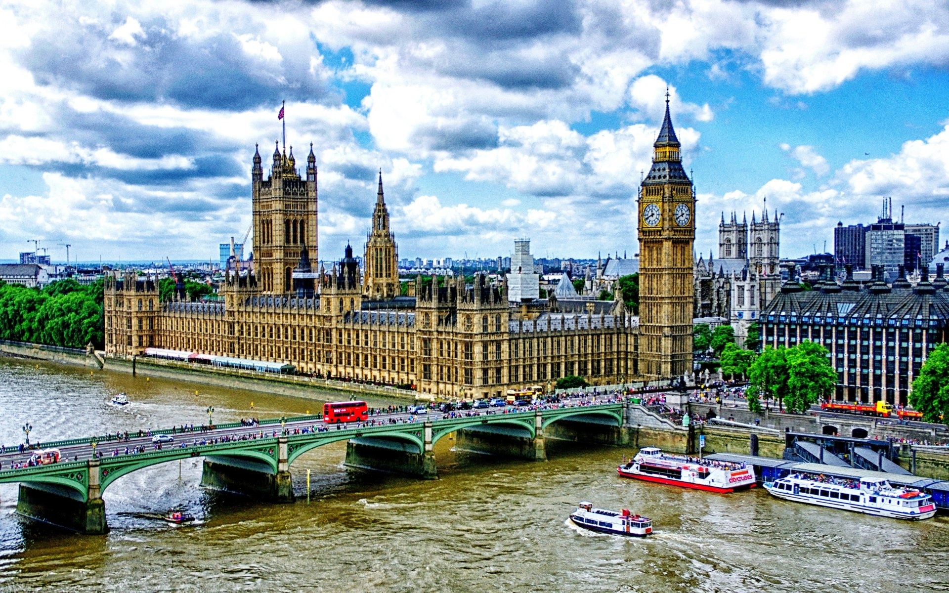 Palace: Palace of Westminster, Houses of Parliament, The north bank of the River Thames. 1920x1200 HD Background.