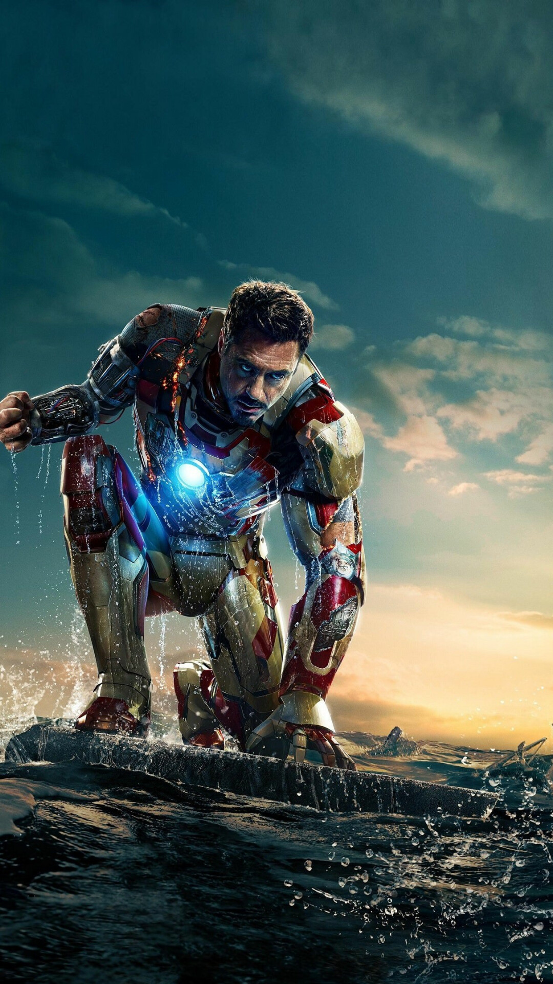 Marvel: Robert Downey Jr. as Tony Stark / Iron Man, the benefactor of the Avengers. 1080x1920 Full HD Background.