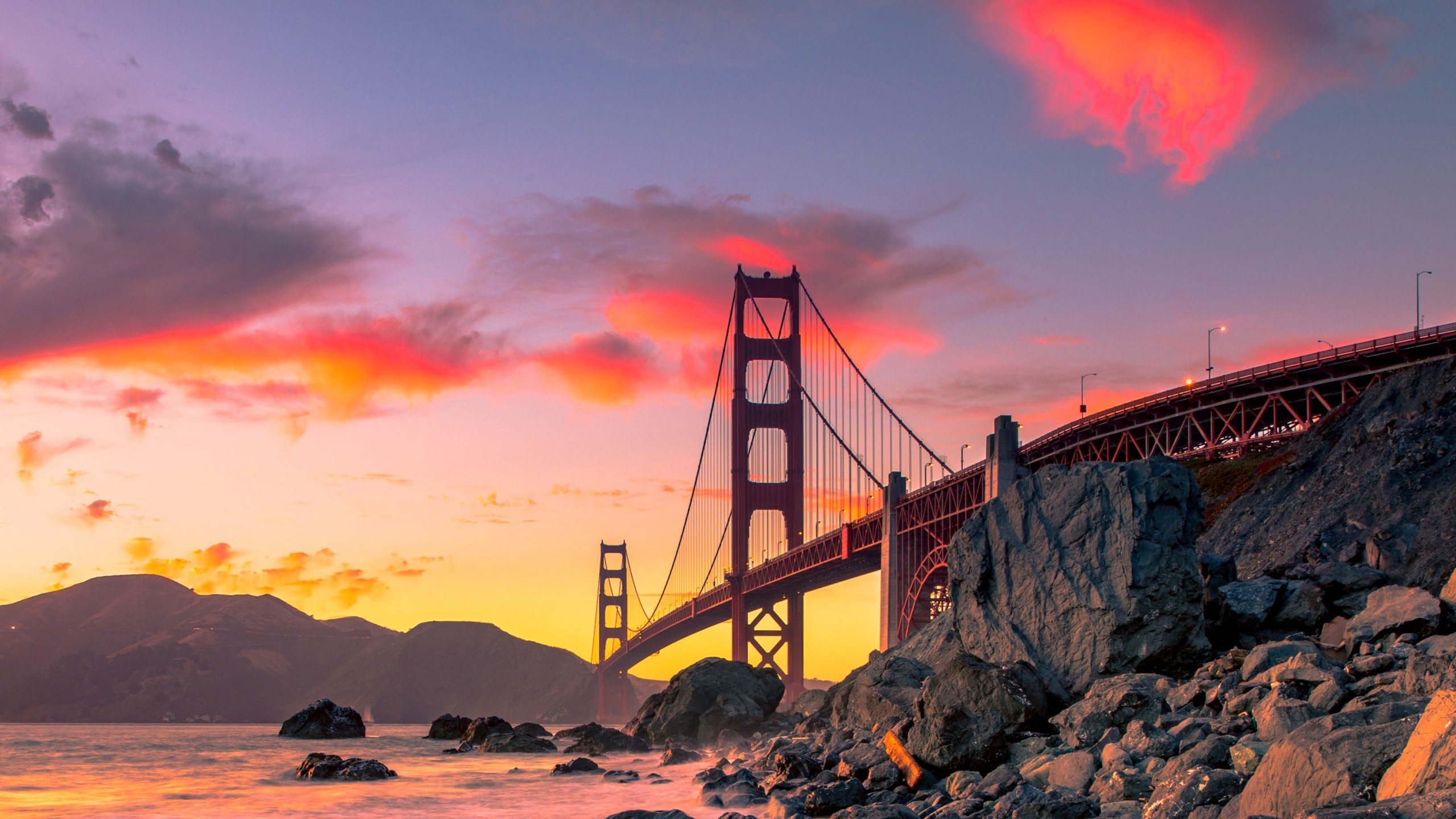 Golden Gate Bridge, San Francisco, USA autumn, 4K travel, 2560x1440 HD Desktop