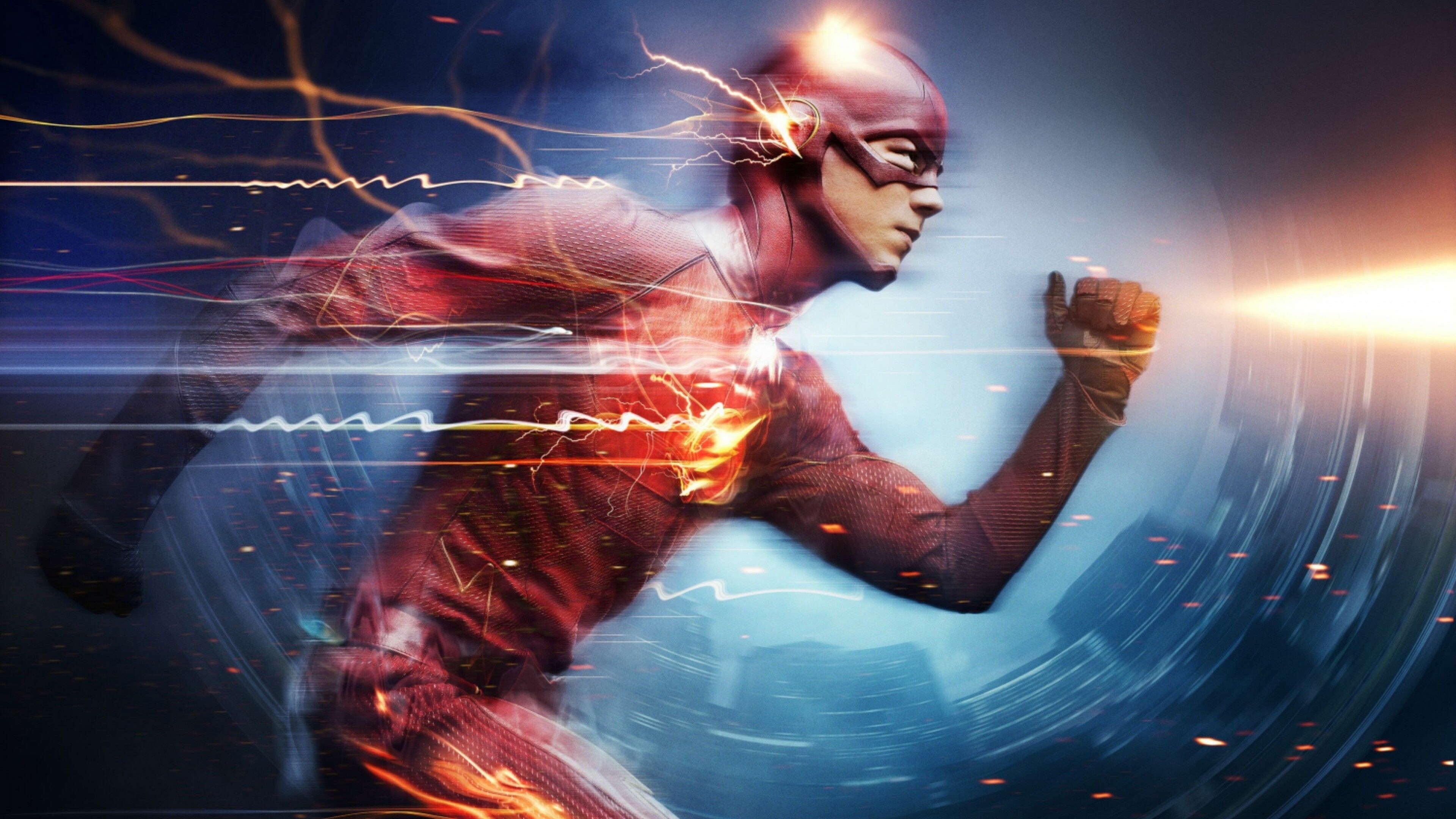 Flash (DC): Superhero, Nicknamed “the Scarlet Speedster”. 3840x2160 4K Wallpaper.