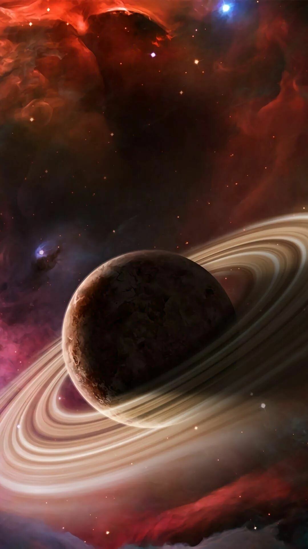 Saturn: The only planet less dense than water, Astronomy, Star, Space. 1080x1920 Full HD Background.
