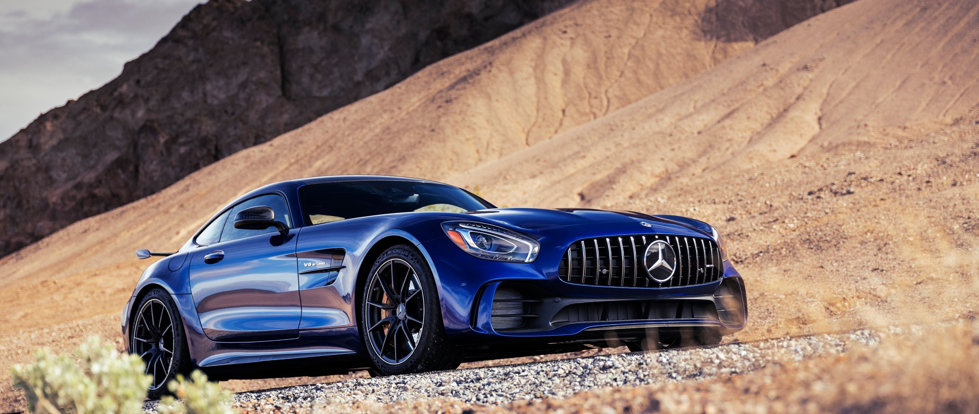 Mercedes-Benz AMG GT, Ferocious power, Striking appearance, Unparalleled speed, 3400x1440 Dual Screen Desktop