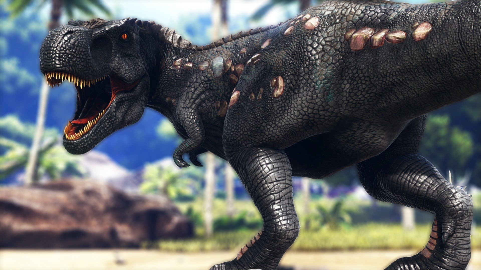 ARK: Survival Evolved: Video Game, Tyrannosaurus Rex, There are 174 dinosaurs in the game. 1920x1080 Full HD Background.