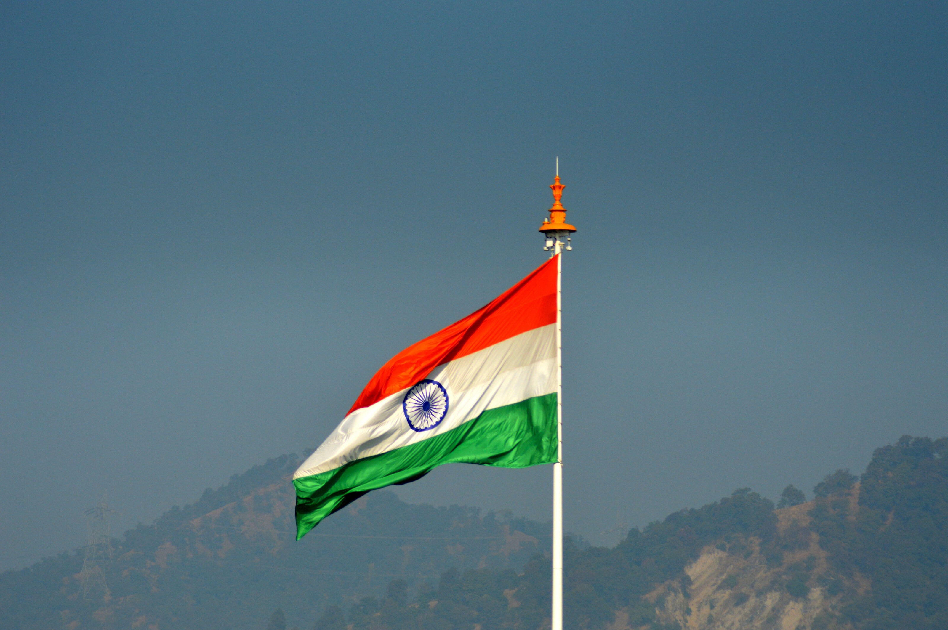India: Indian flag, Landscape, Mountain. 3200x2130 HD Wallpaper.