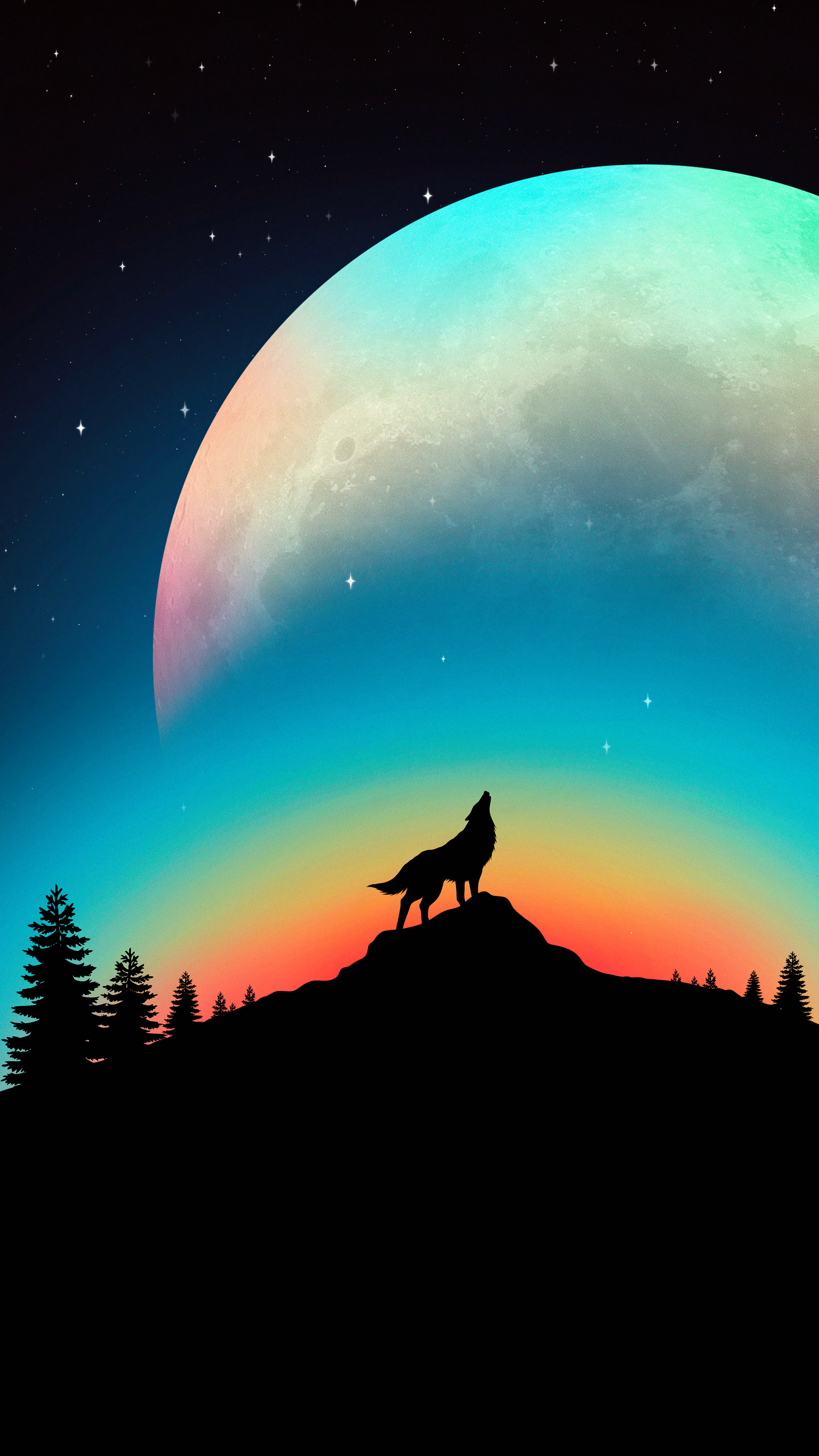 Howling Wolf, Minimal, Sony Xperia, Backgrounds, 2160x3840 4K Phone
