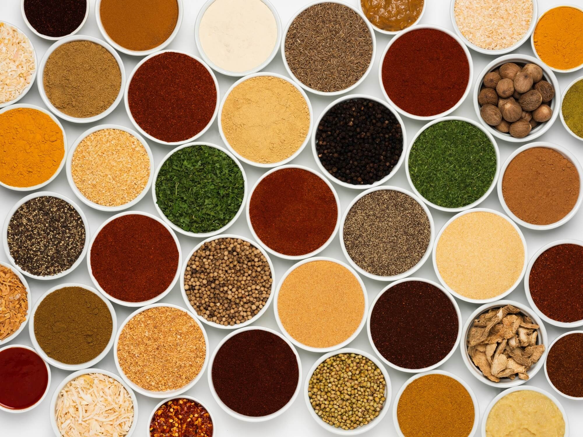 Spices: Cumin, Cardamom, Mustard, Seeds. 2000x1500 HD Background.