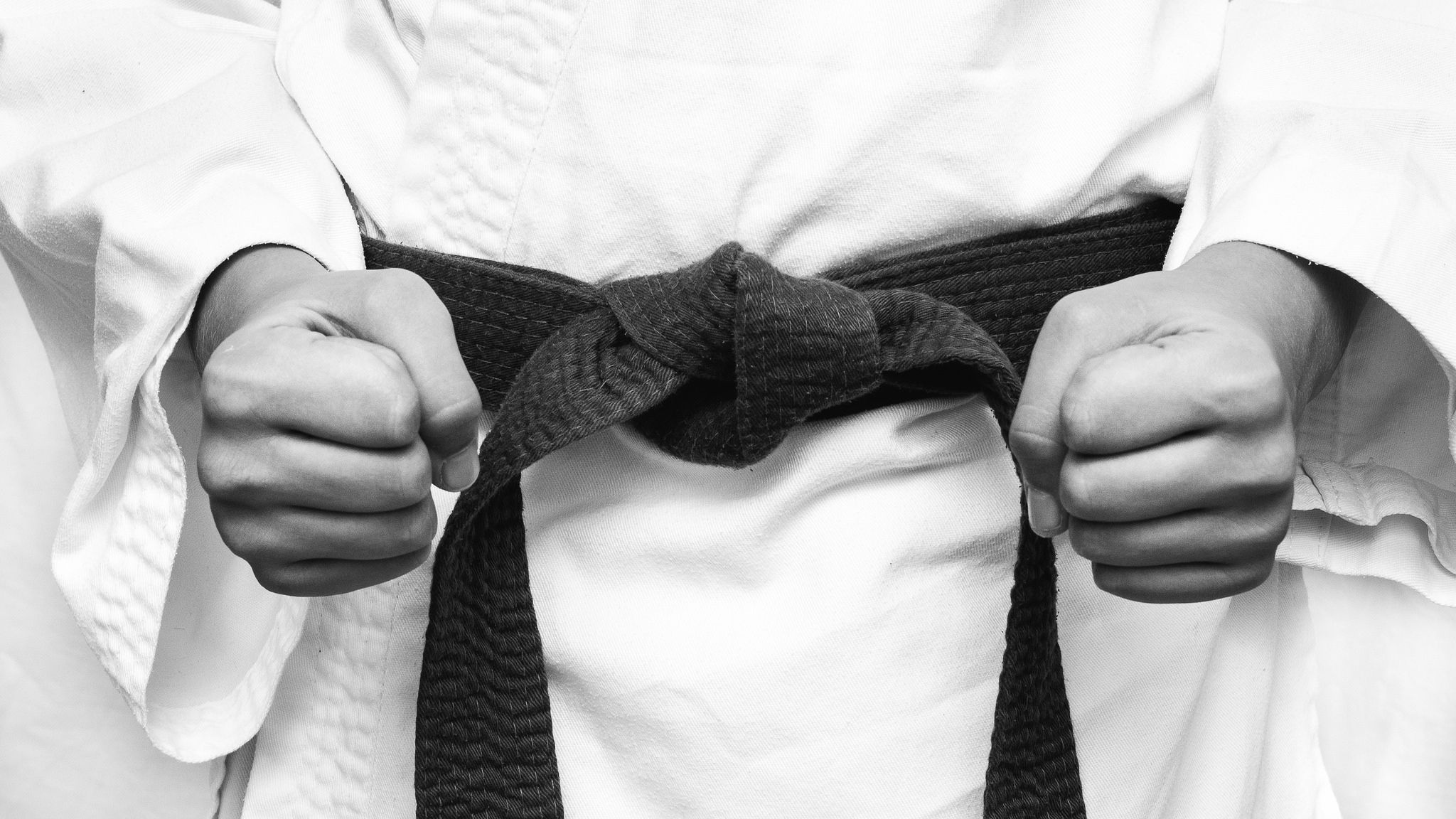 Karate: Monochrome black belt, One of the highest ranks in Chinese martial arts. 2050x1160 HD Wallpaper.