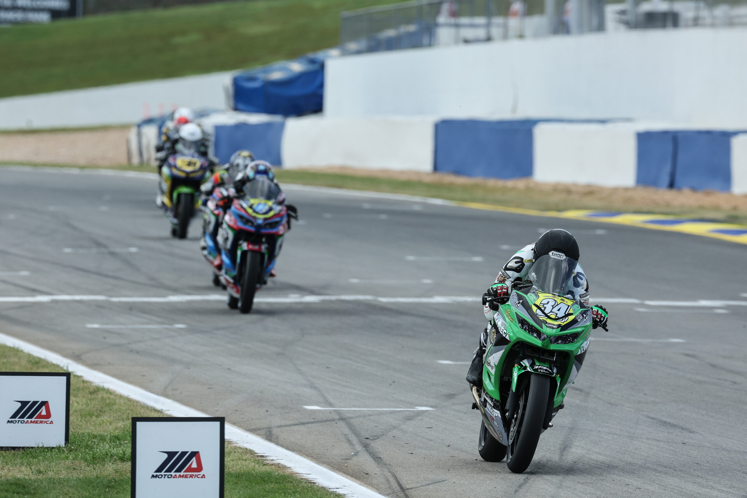 Motorcycle Racing: Race Leader Enters the Finish Line, MotoAmerica Organisation, Motorcycle Racers. 2560x1710 HD Wallpaper.
