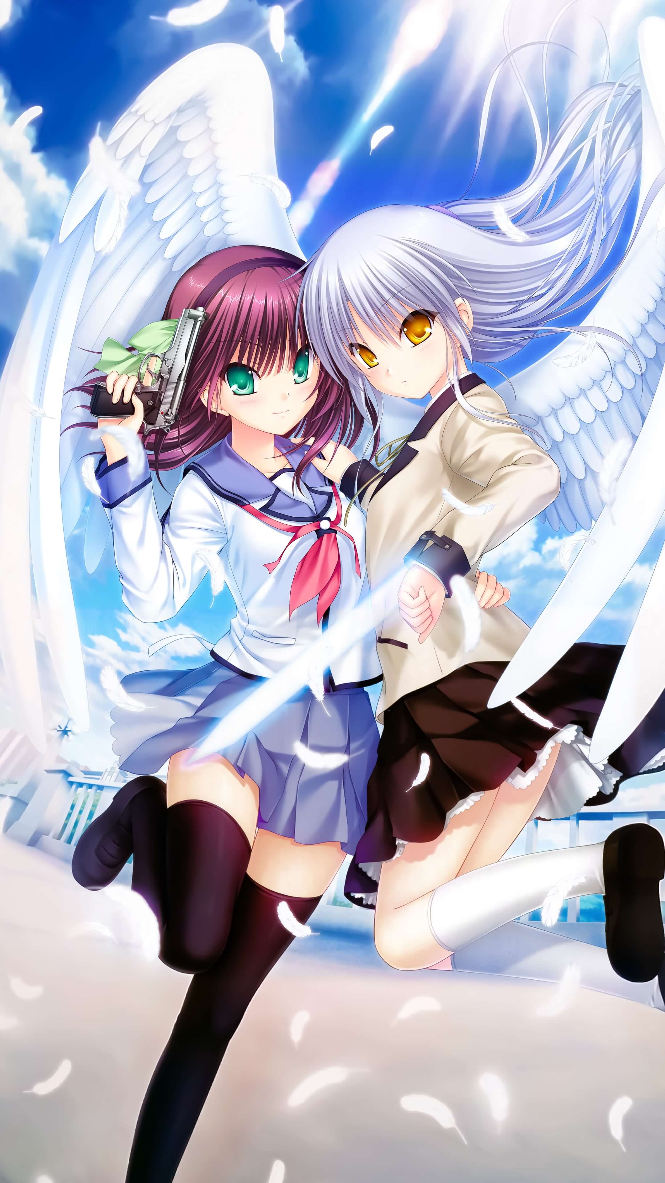 Angel Beats! (Anime): Kawaii, Yuri Nakamura, Kanade Tachibana. 2160x3840 4K Background.
