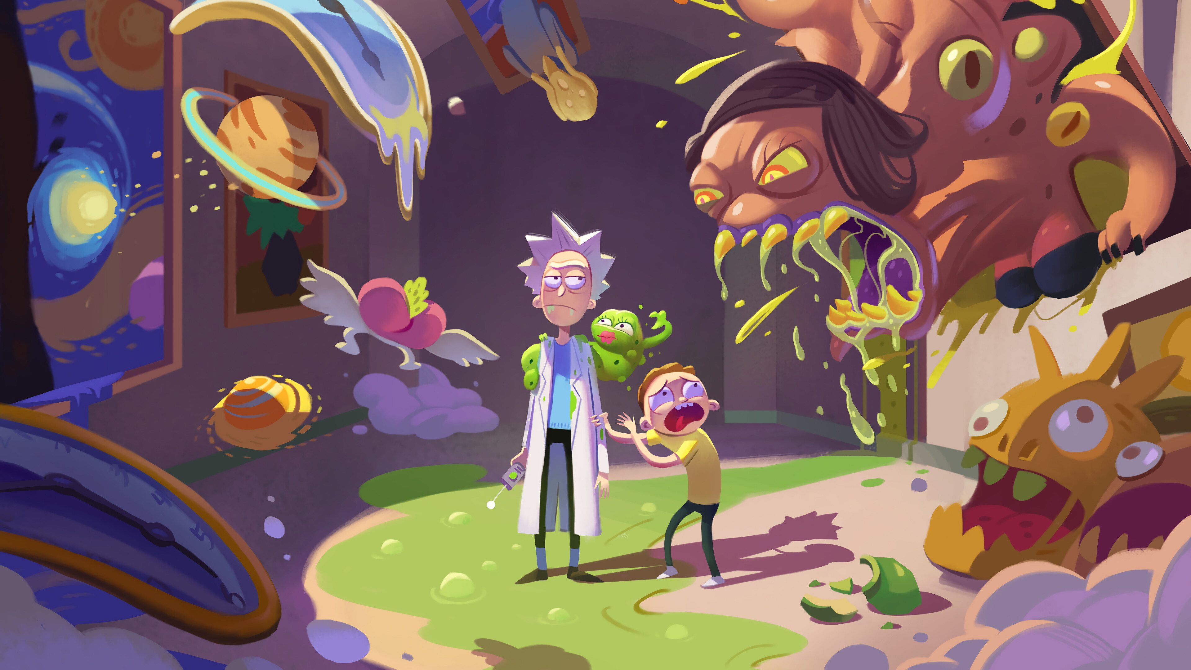 Rick and Morty: Season 4, Created by Justin Roiland and Dan Harmon. 3840x2160 4K Background.