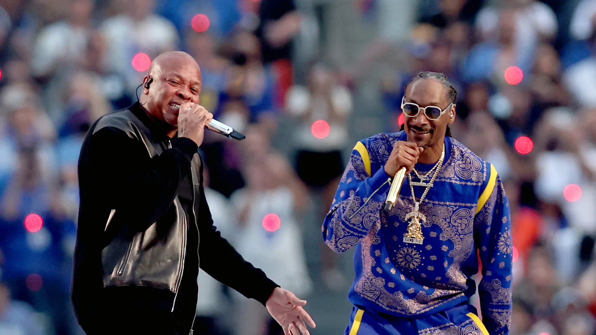 Super Bowl LVI Halftime Show: Dr. Dre, Snoop, Championship, Performing arts. 1920x1080 Full HD Background.