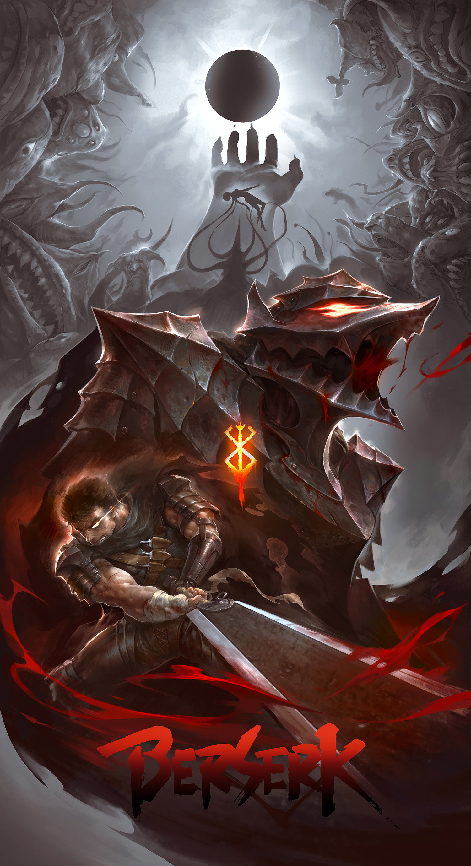 Berserk, Intricate details, Fantasy world, Sword-wielding protagonist, 1500x2760 HD Phone