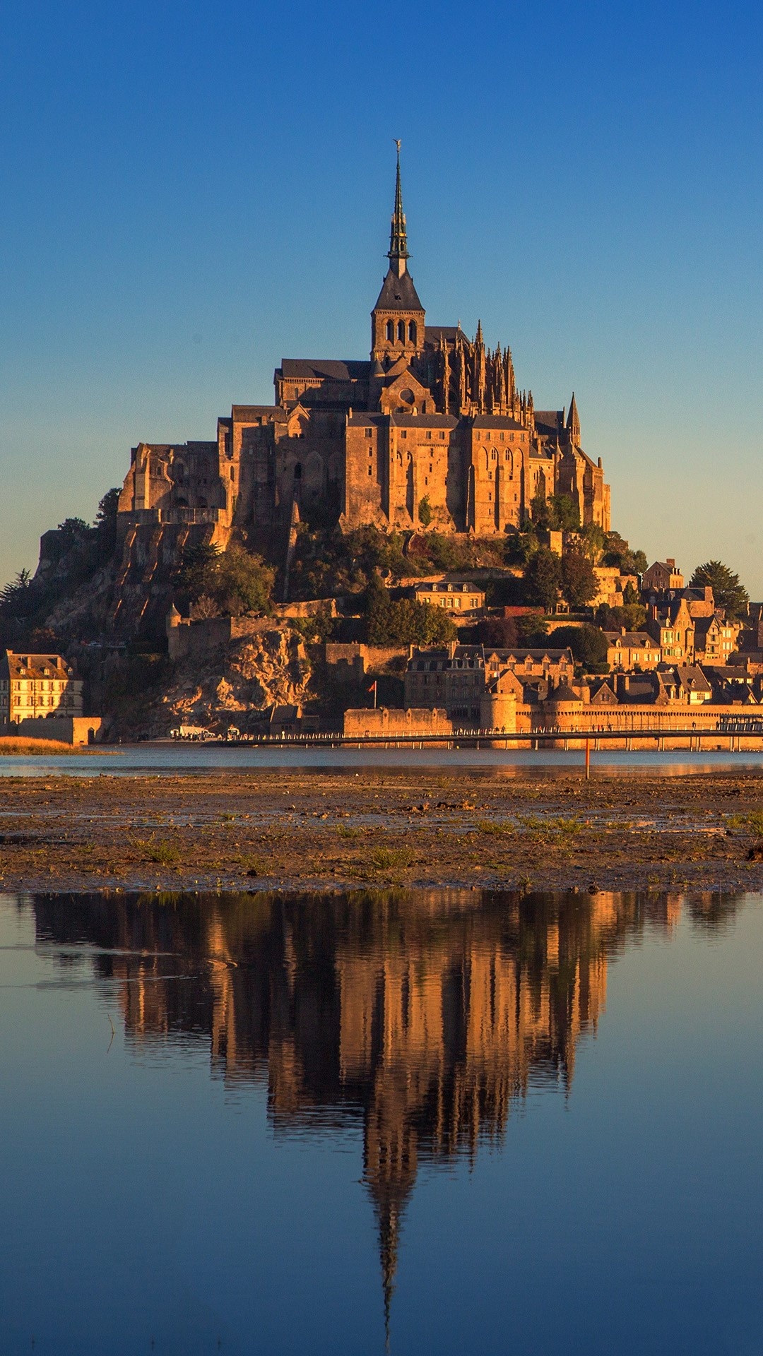 Sonnenuntergang über Mont Saint Michel, 1080x1920 Full HD Handy