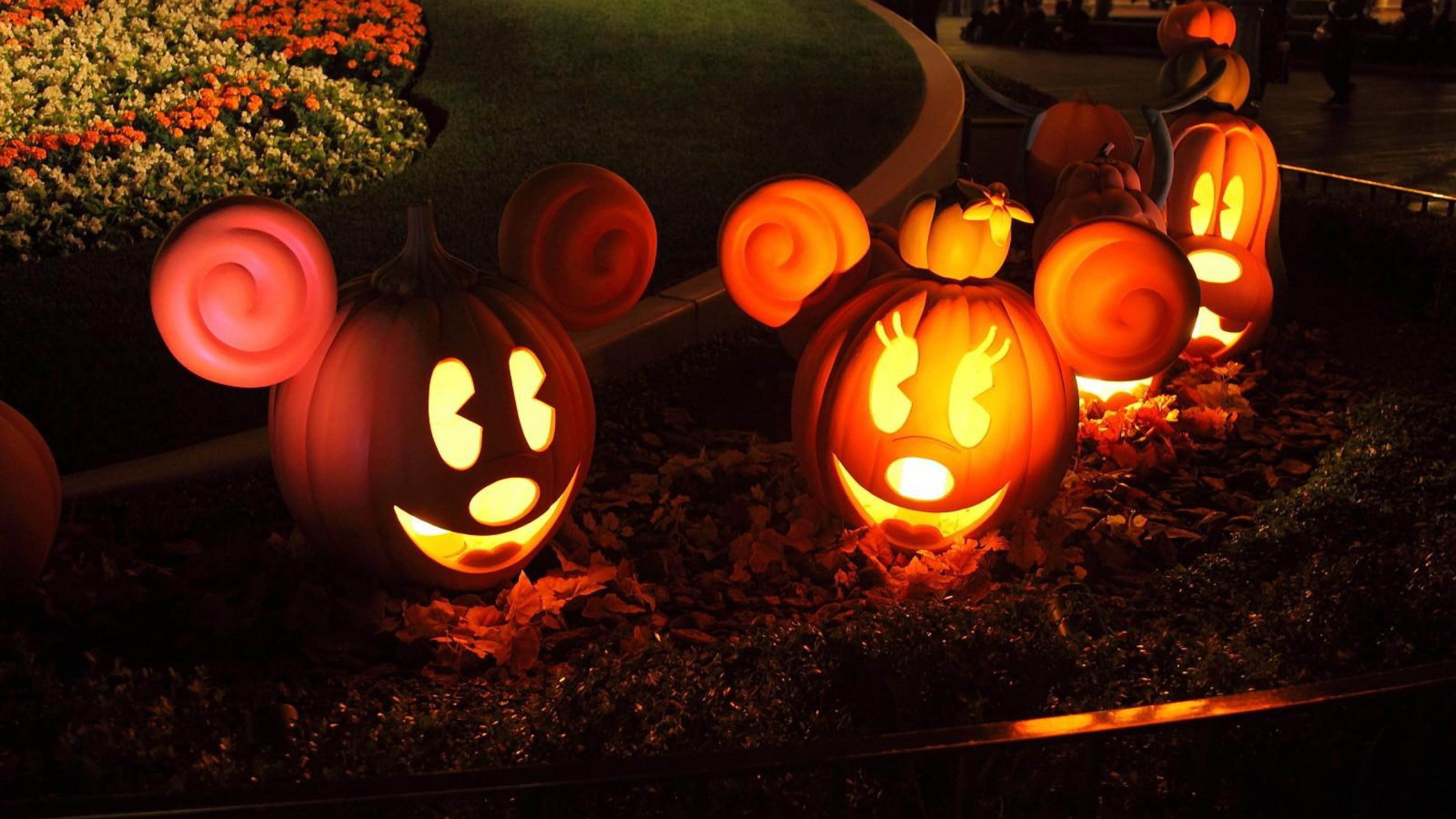 Halloween Pumpkins, Disney characters, Festive pumpkin art, Halloween tradition, 3840x2160 4K Desktop