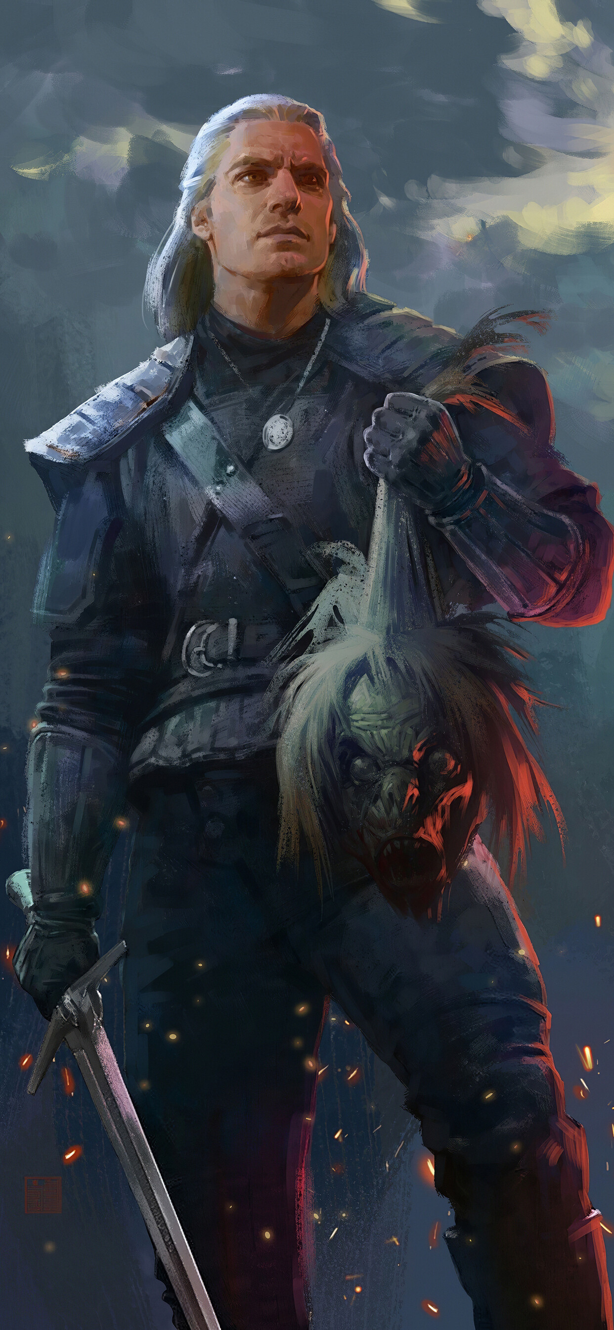 The Witcher (TV Series): Geralt, A monster hunter, Fan art. 1250x2690 HD Background.