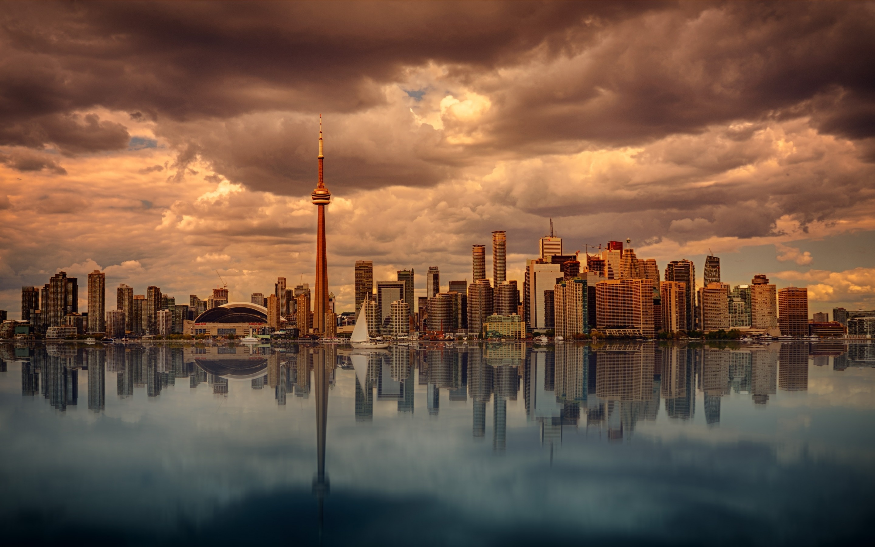 Toronto Skyline, Travels, CN Tower, Skyscrapers, 2880x1800 HD Desktop