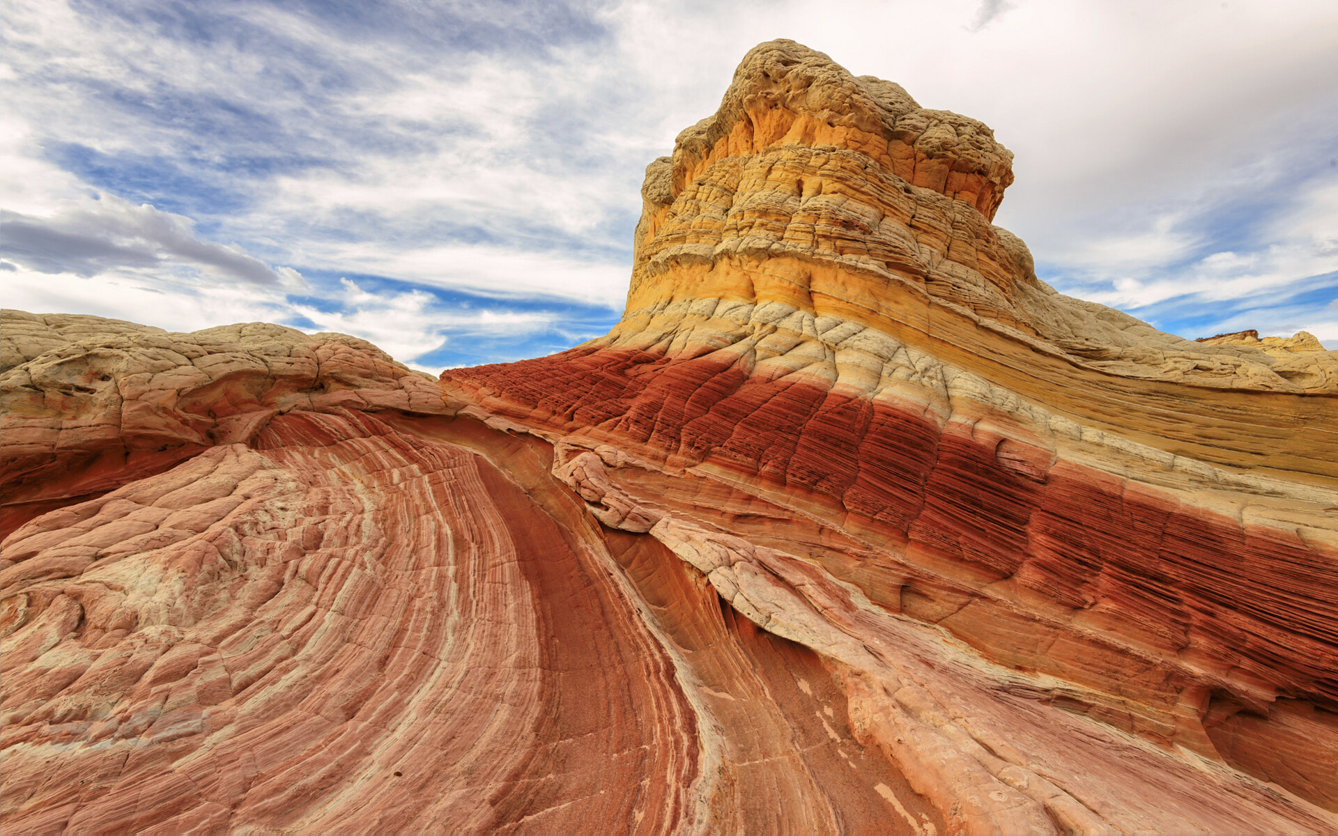 Geology: White Pocket, Vermilion Cliffs National Monument, Arizona, Lone peak. 1920x1200 HD Wallpaper.