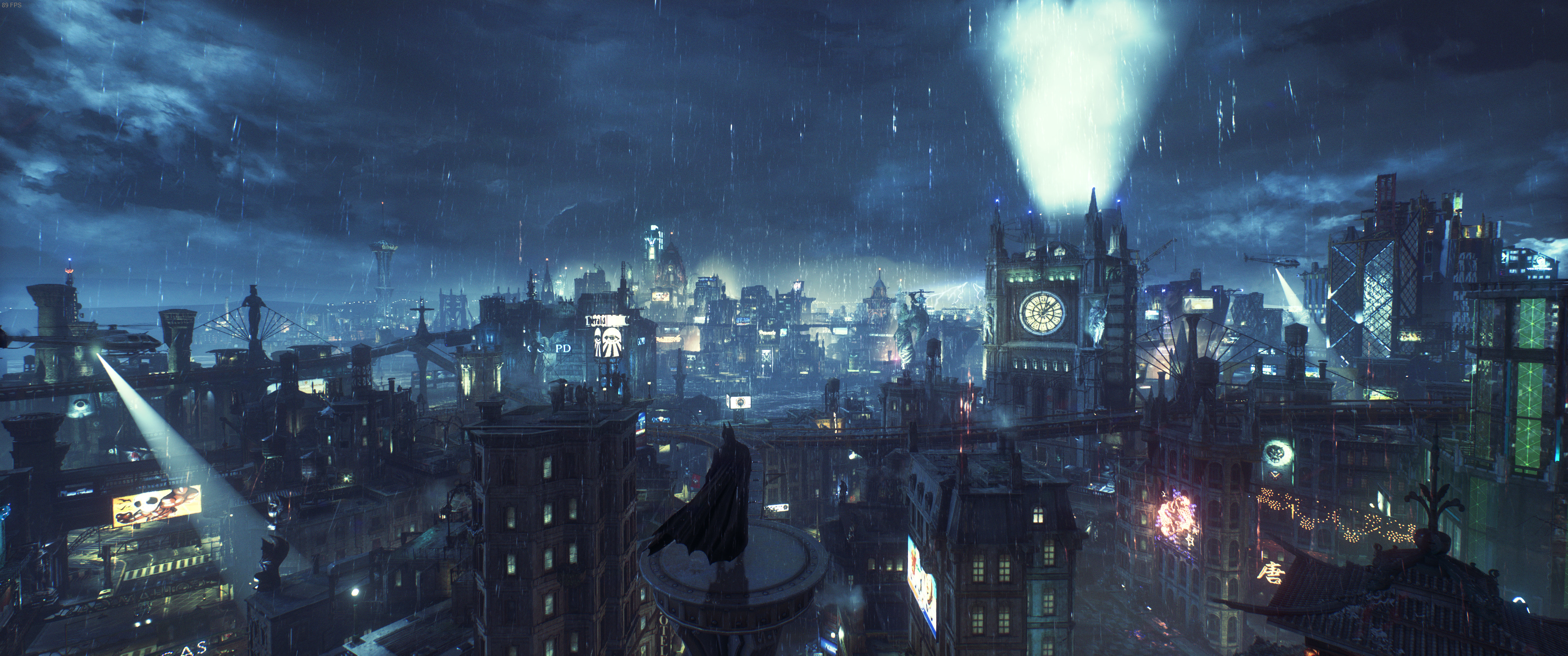 Gotham skyline, Urban wallpapers, 3440x1440 Dual Screen Desktop