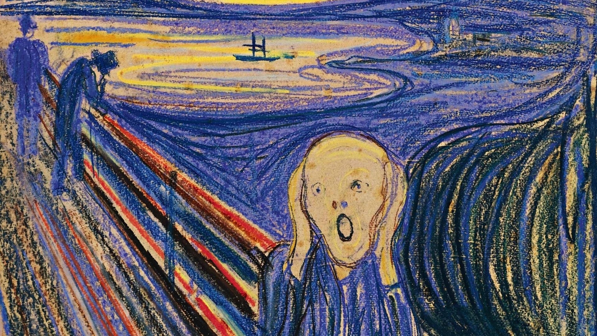 The Scream, Edvard Munch, chilling painting, psychological expression, 1920x1080 Full HD Desktop