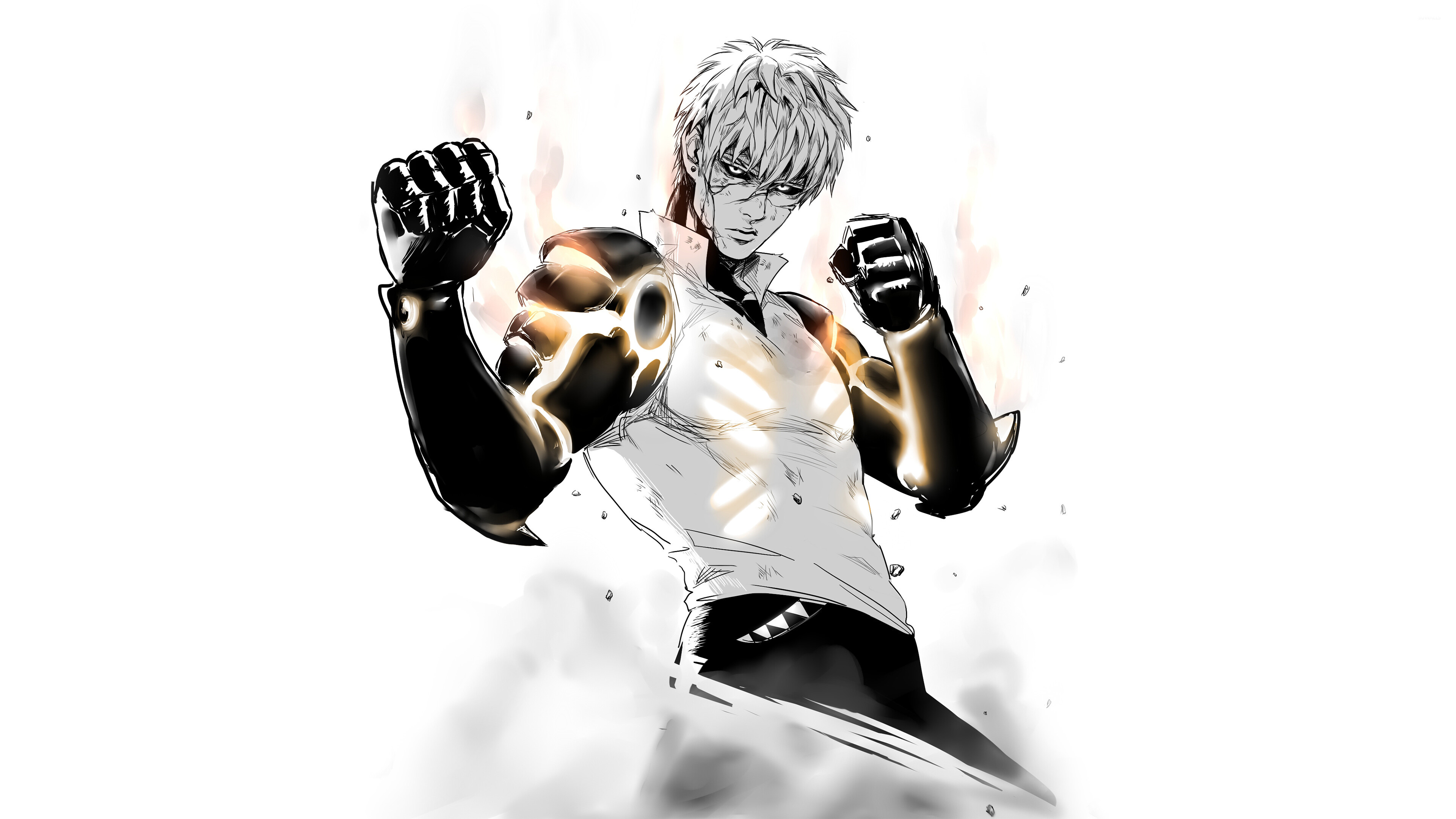 Genos: One-Punch Man anime, A hero obsessively searching for traces of Mad Cyborg. 3840x2160 4K Wallpaper.