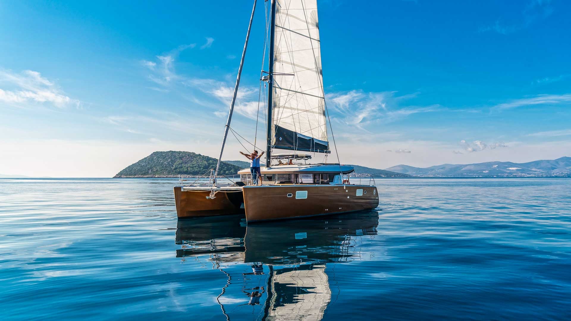 Catamaran: Sunreef 60, An all-around sailing leisure yacht, Croatia. 1920x1080 Full HD Wallpaper.