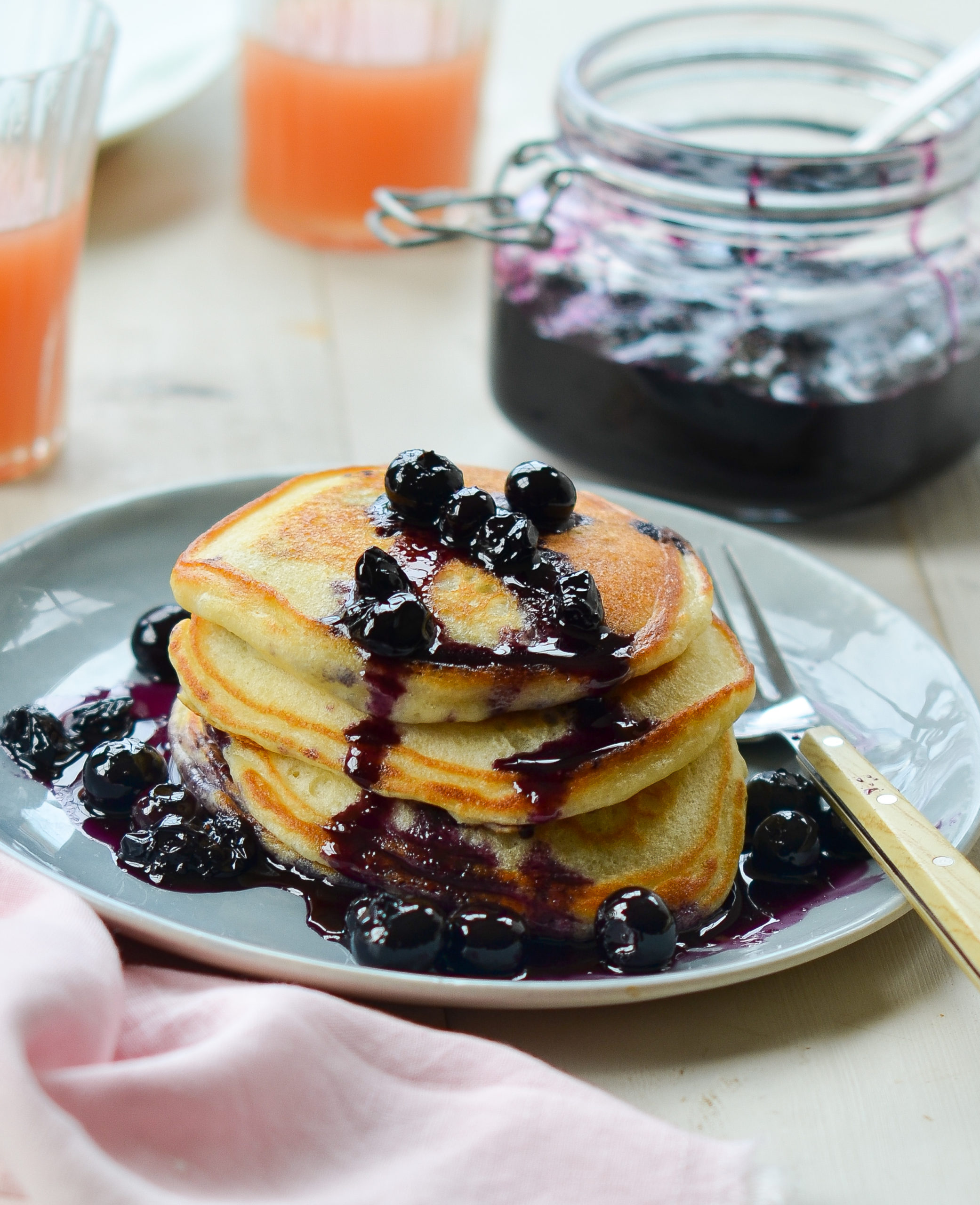 Fluffy blueberry pancakes, Maple syrup drizzle, Delicious breakfast, Indulgent meal, 2090x2560 HD Phone