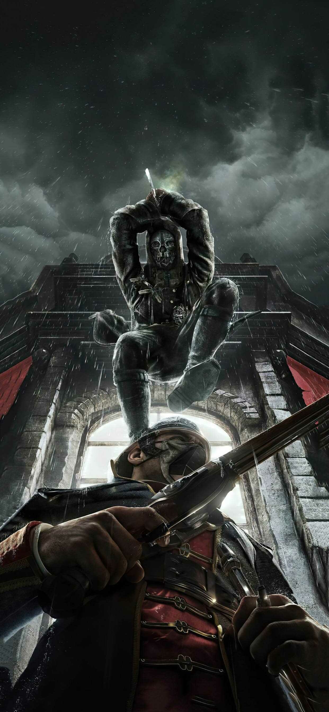 Dishonored: The focus of the game is on affecting the world and the narrative through Corvo's actions. 1250x2690 HD Background.