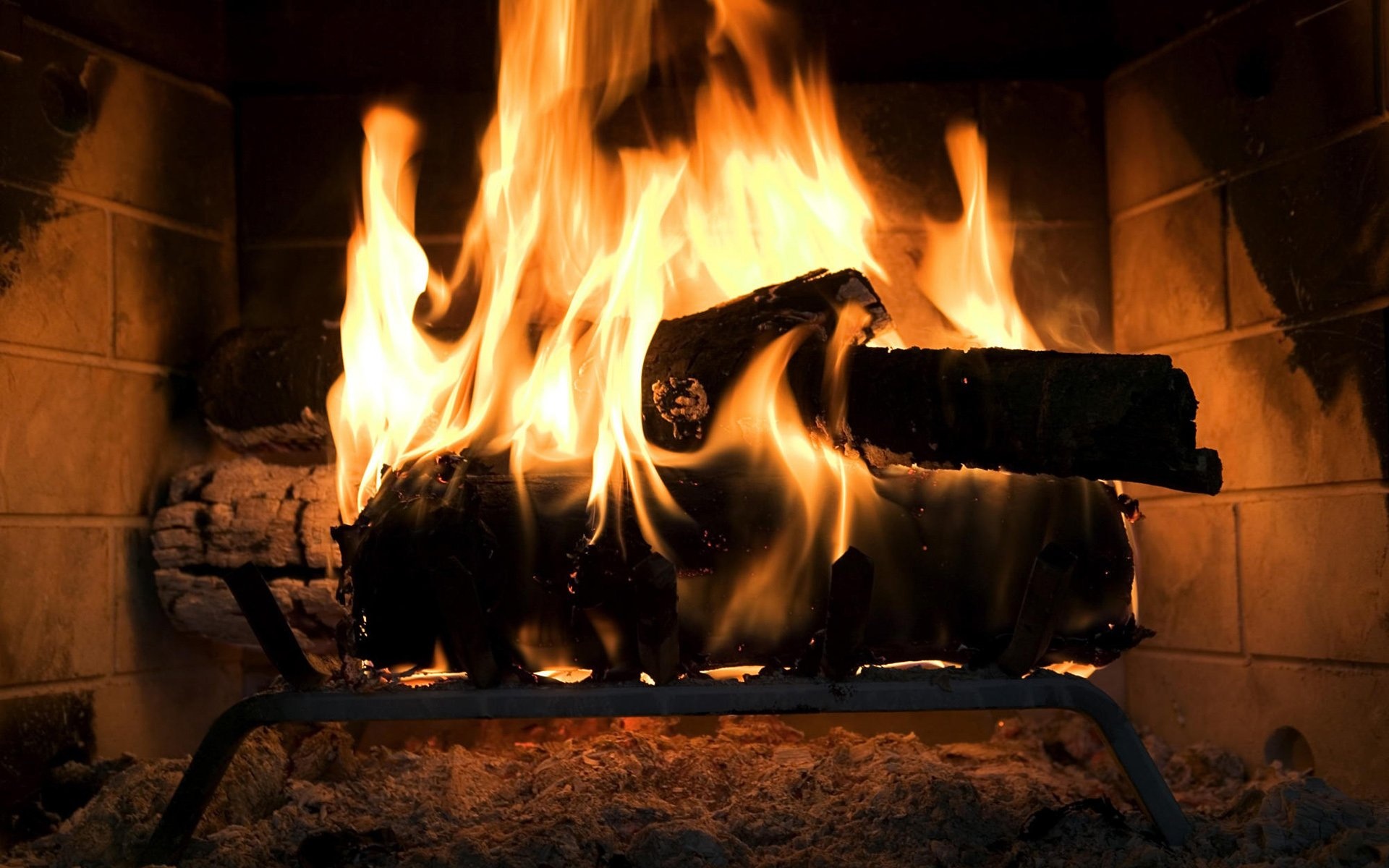 Fireplace: Place for fire, A process of combustion characterized by heat or smoke. 1920x1200 HD Background.
