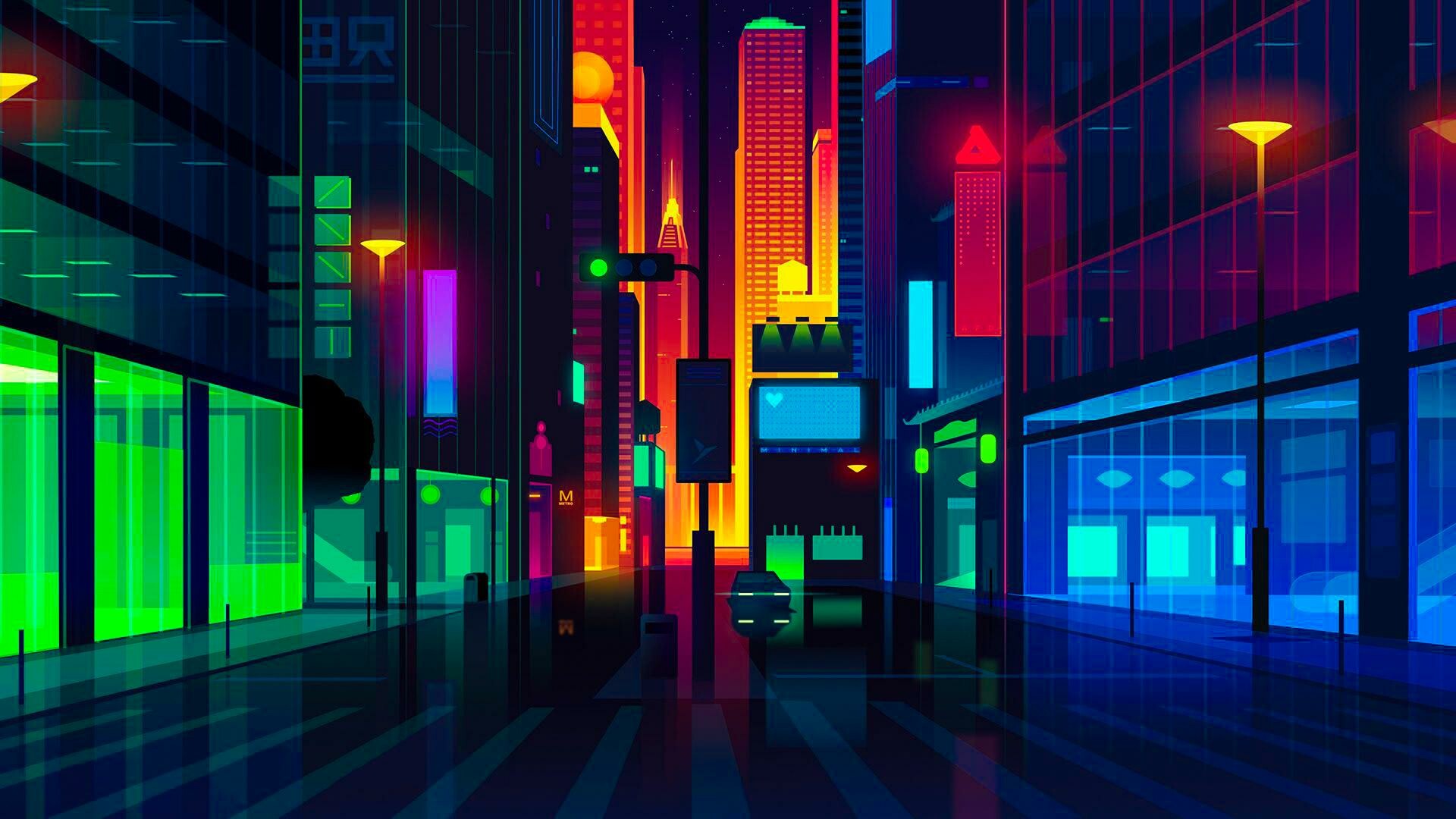Neon: Used in interior and exterior design, as well as in fashion, art, and photography. 1920x1080 Full HD Background.