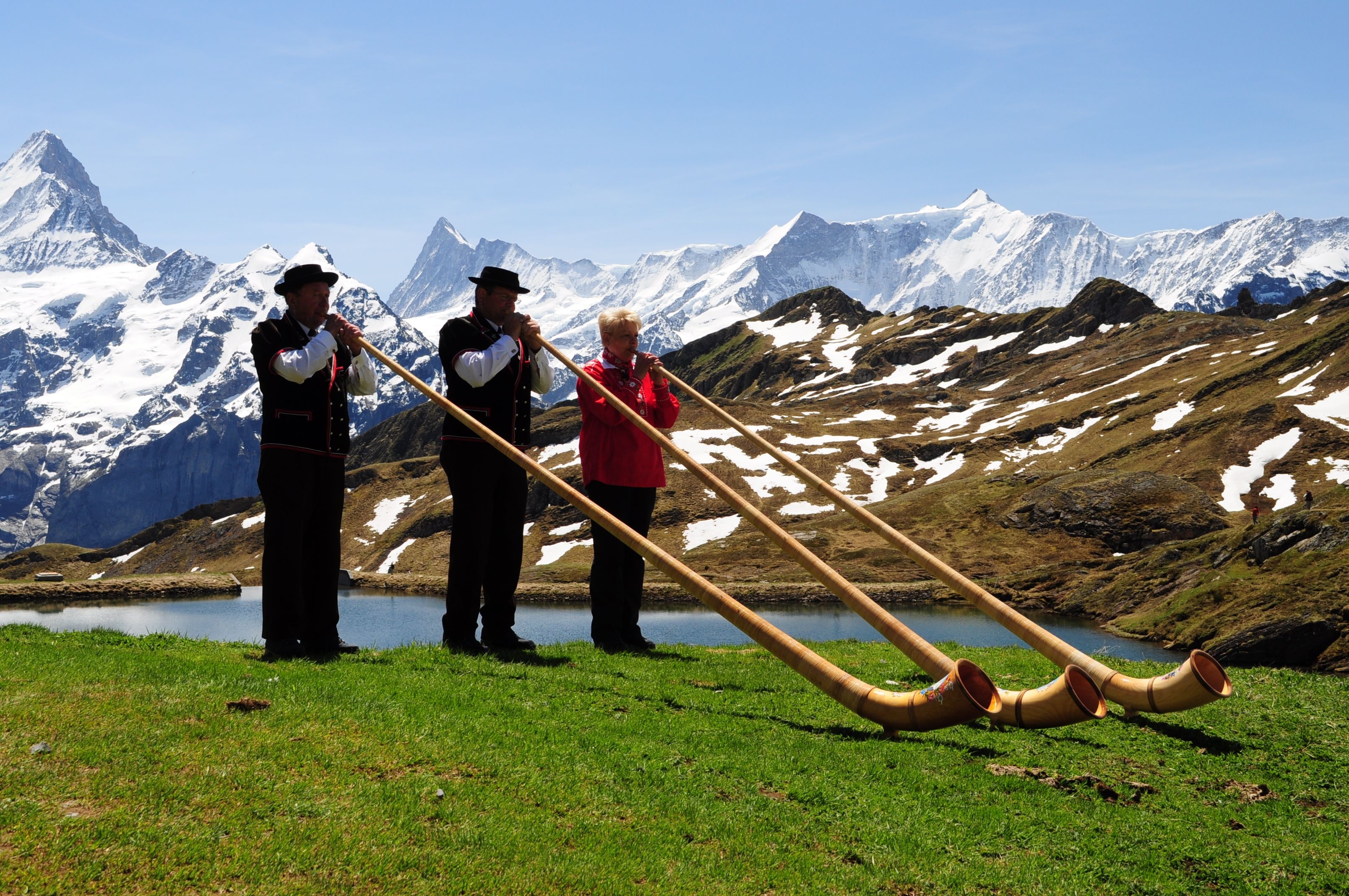Alphorn: A straight several-meter-long wooden natural horn of conical bore, Balchapsee. 3220x2140 HD Wallpaper.