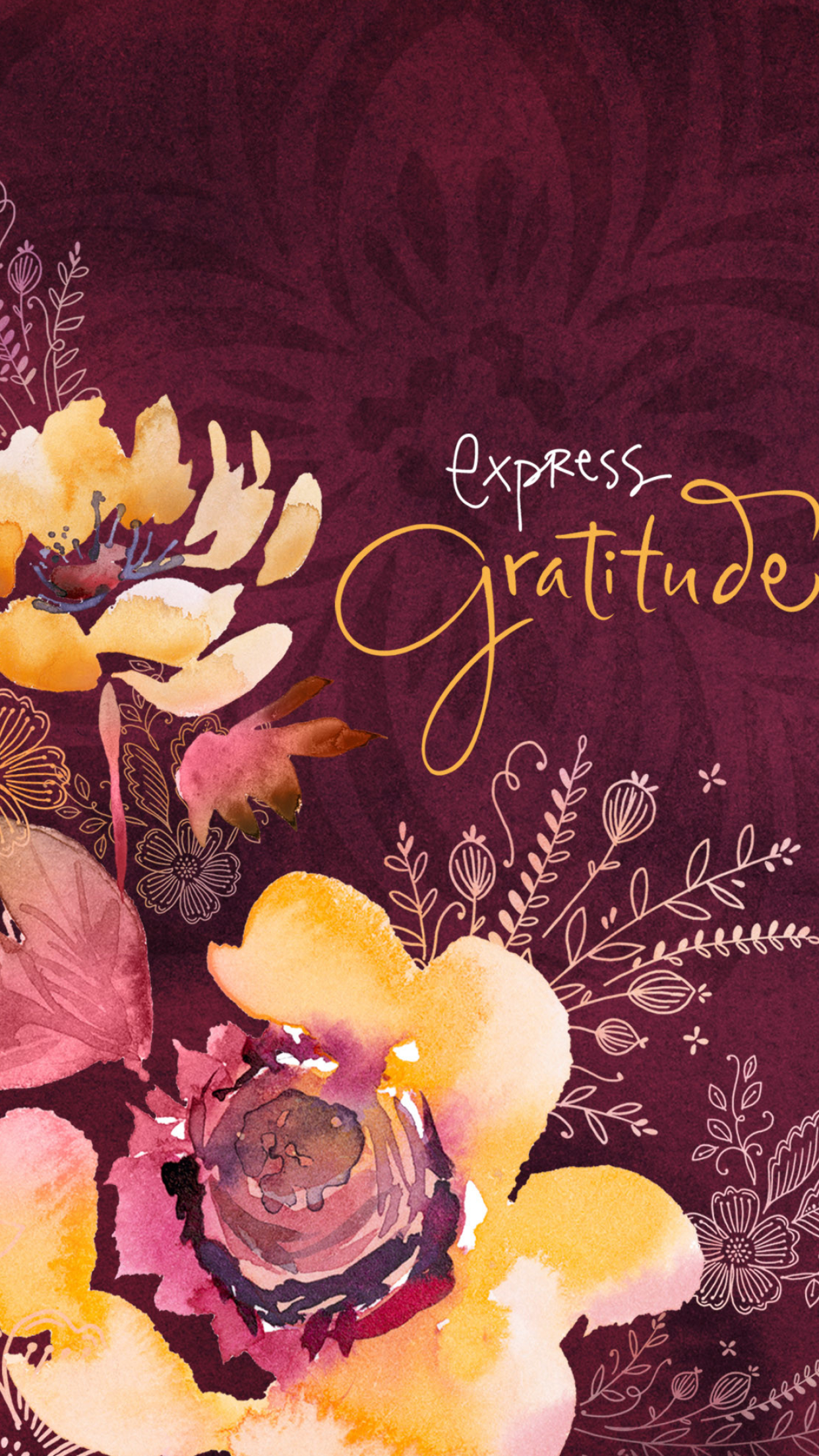 Gratitude: Watercolor, Card, Decorative, Personal motto, Grateful. 1250x2210 HD Background.