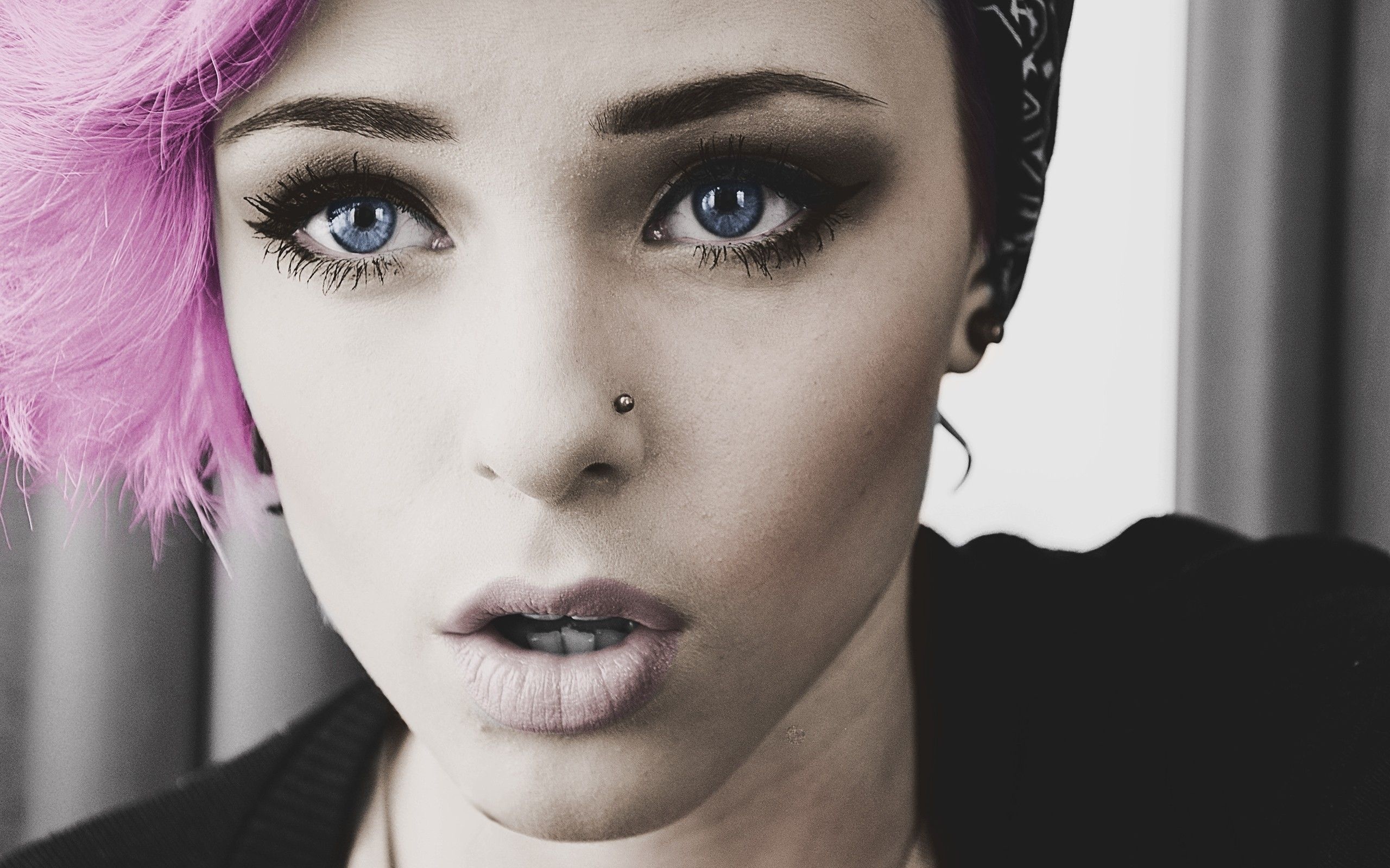 Portrait of woman, Dyed hair with piercing, Beauty hacks, 2560x1600 HD Desktop