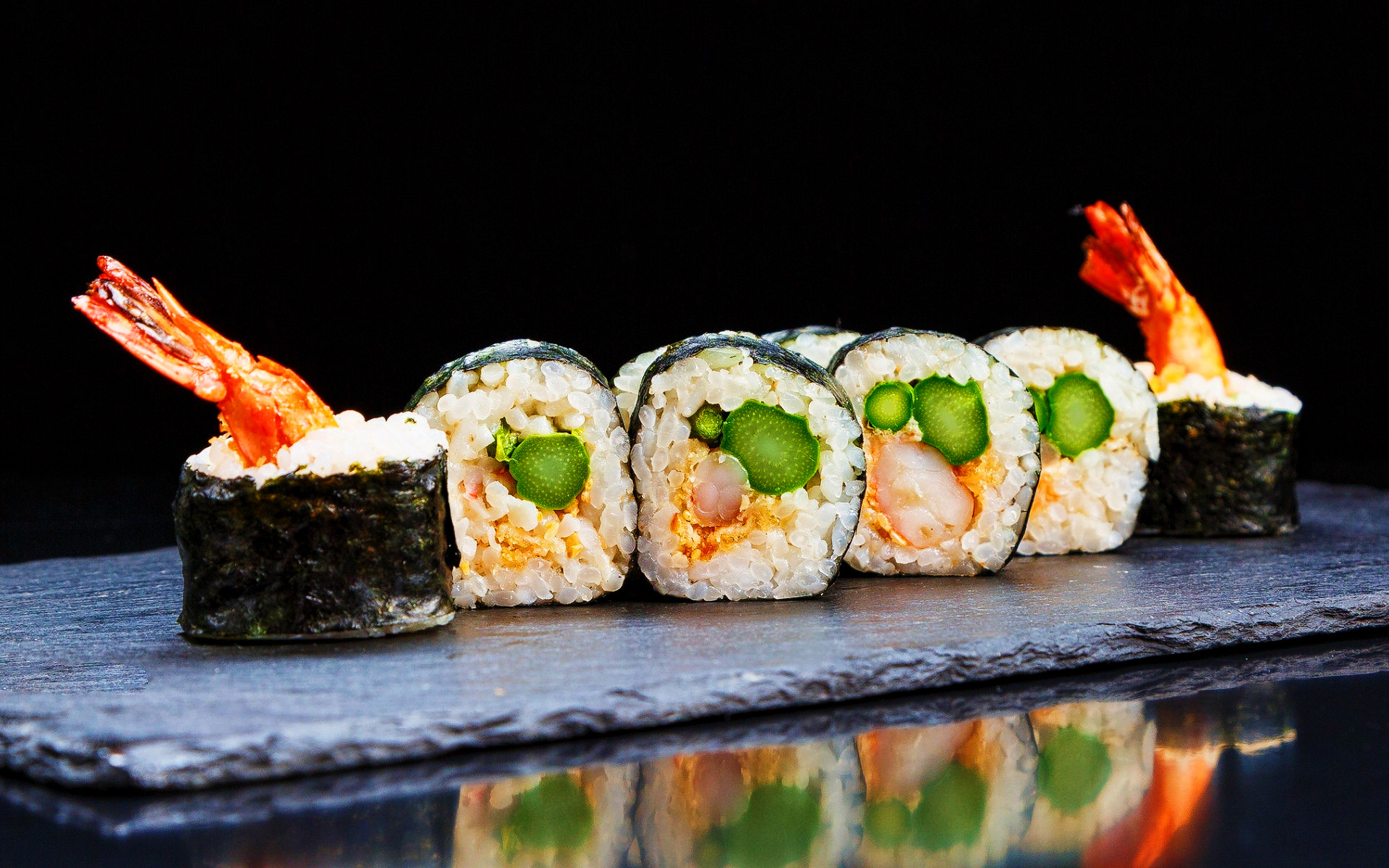Sushi: Roll, Shrimp, Staple food, Japanese. 1920x1200 HD Wallpaper.