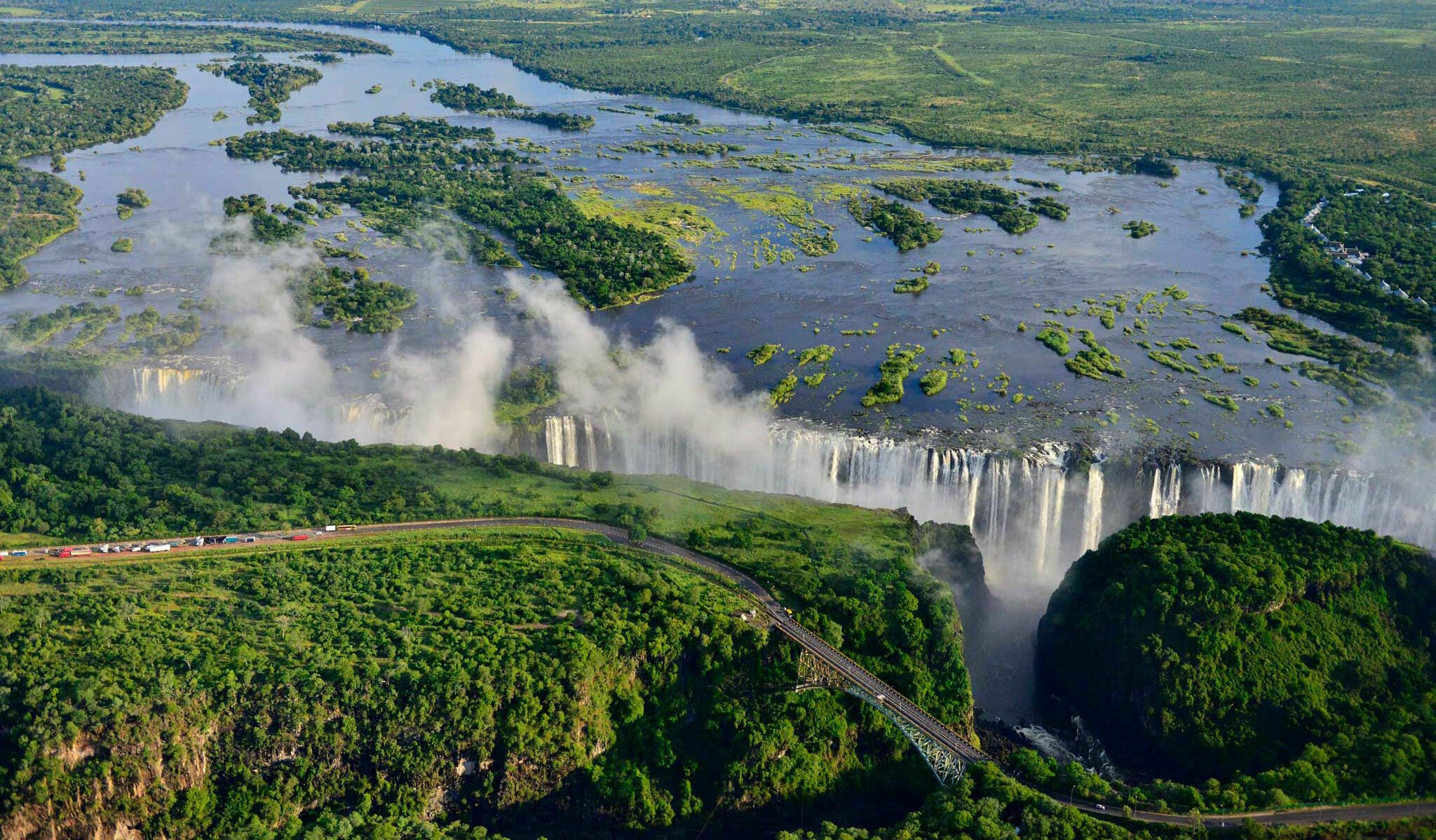 Victoria Falls: One of the most iconic sights in Africa, Waterfall. 2050x1200 HD Background.