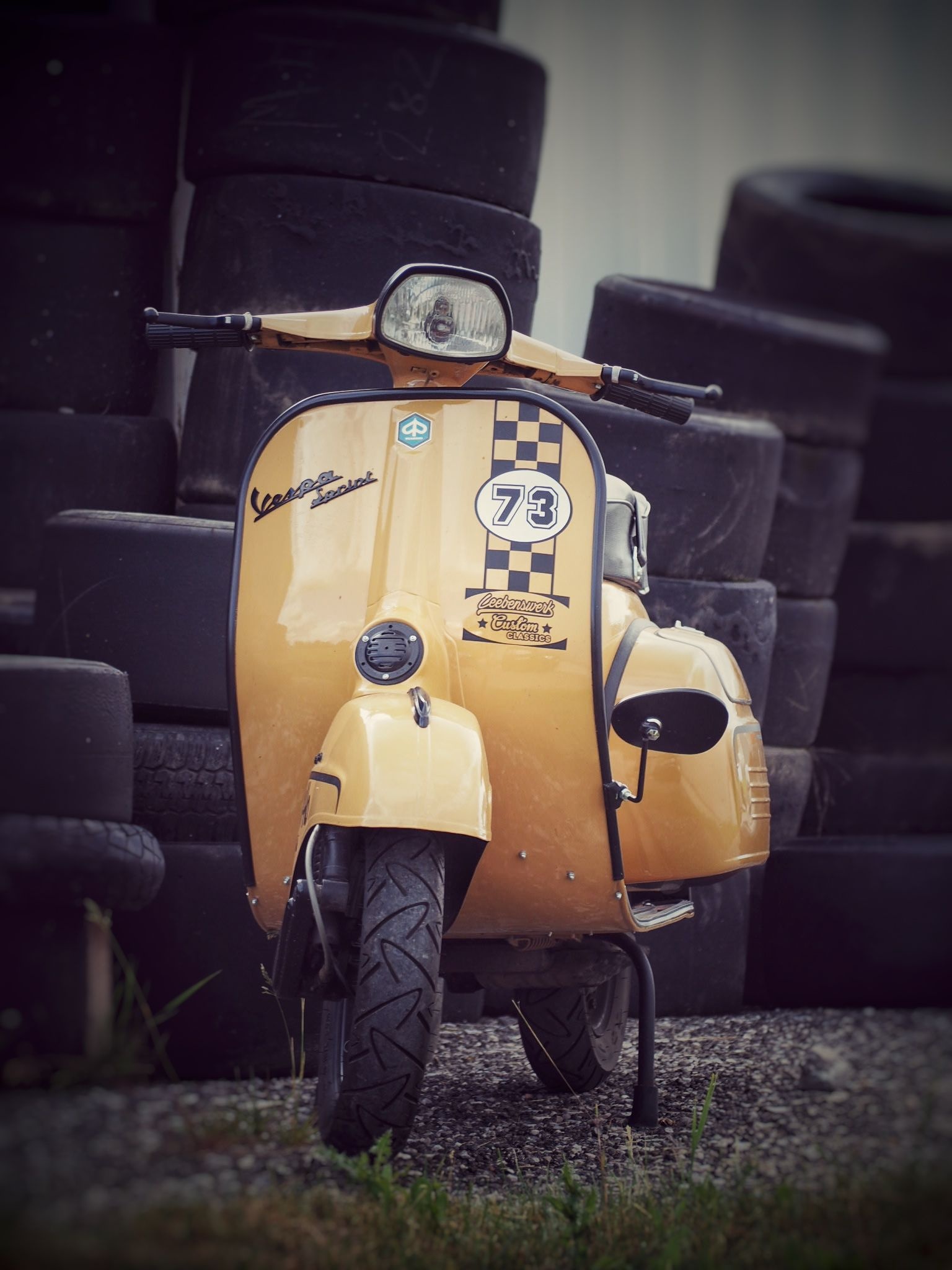 Vespa Sprint 150, Beige and black beauty, Vintage appeal, Classic scooter vibes, 1540x2050 HD Phone