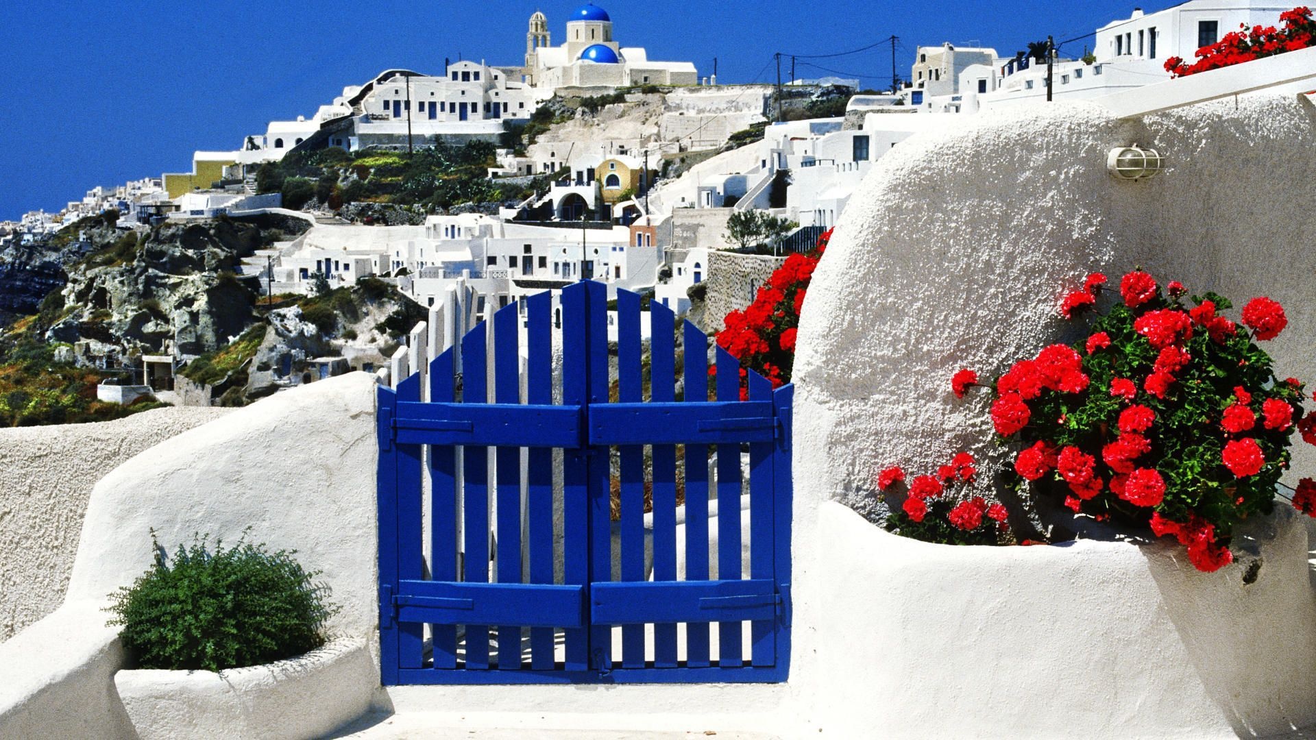 Breathtaking coastlines, Tranquil seas, Charming Greek island, Idyllic vacation, 1920x1080 Full HD Desktop