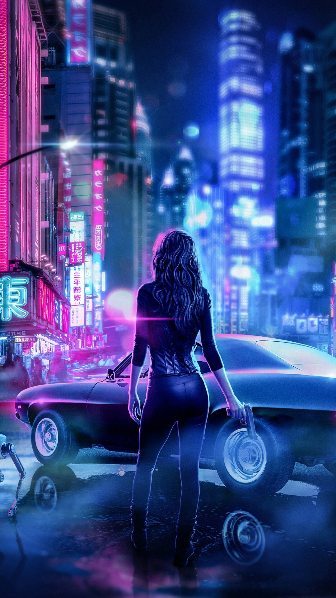 Cyberpunk 2077: Vehicle, Automotive lighting, Building, Video game. 1080x1920 Full HD Background.