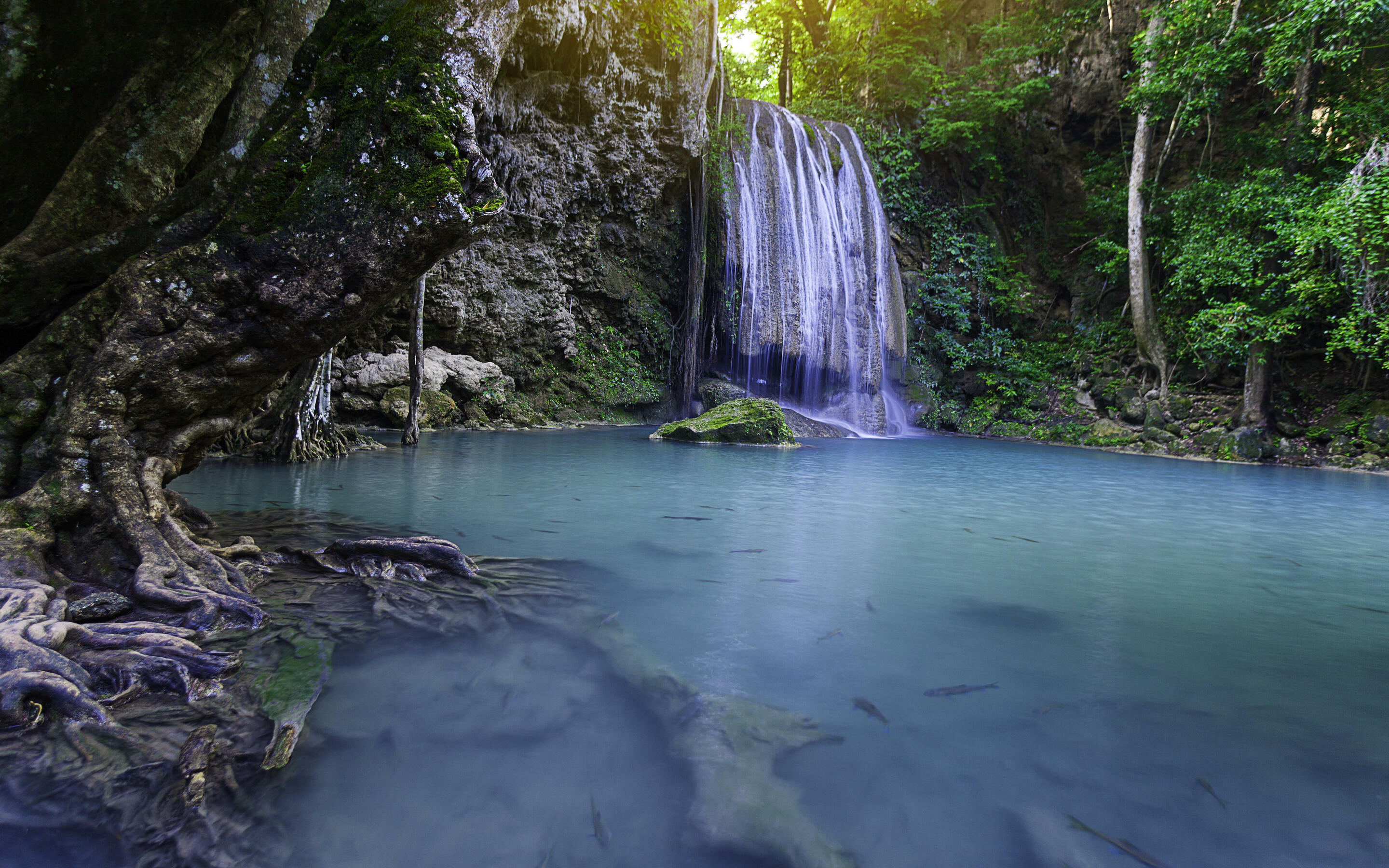 Erawan waterfall, Natural beauty, Scenic wonder, Captivating charm, 2880x1800 HD Desktop
