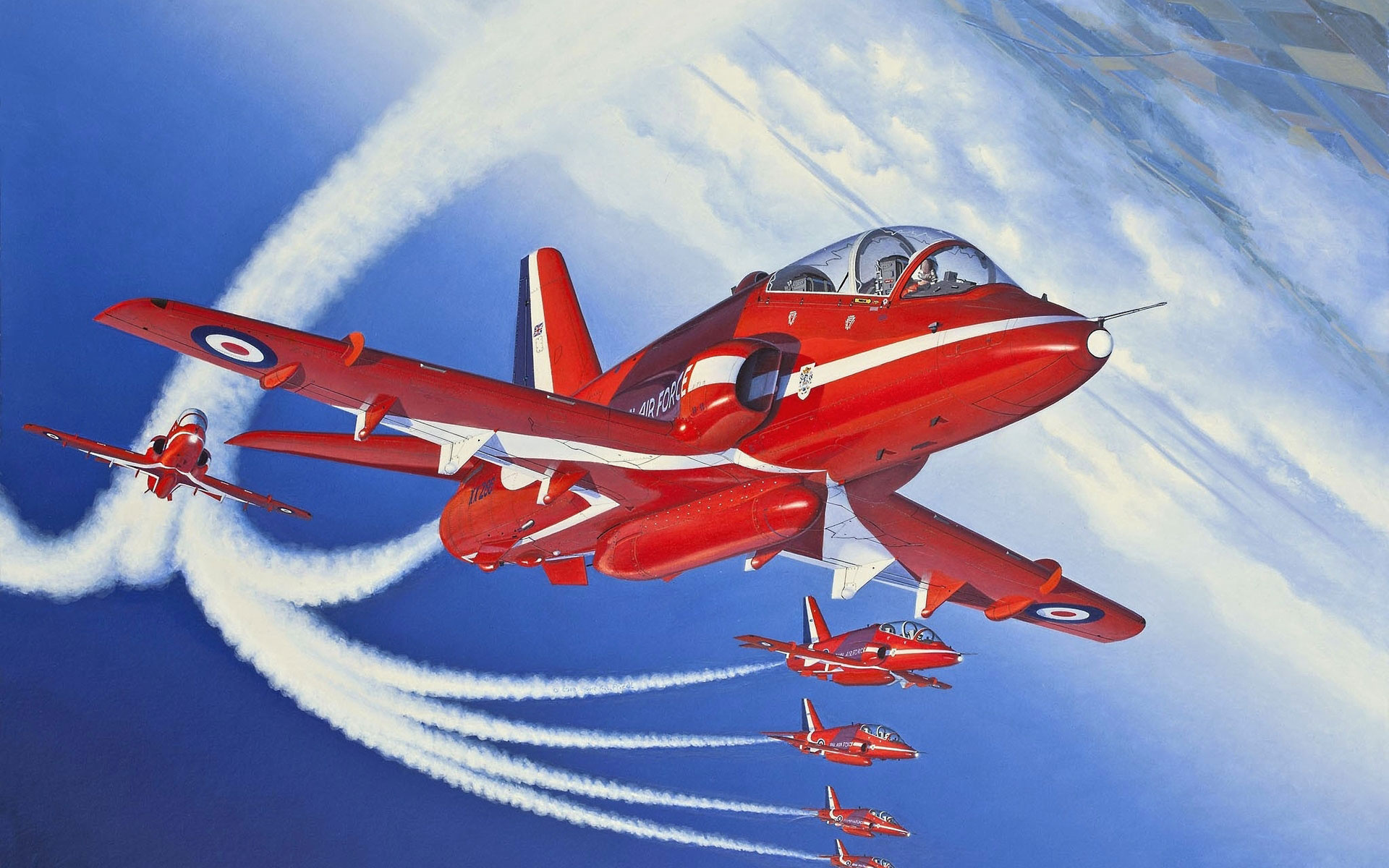 Aerobatics: BAE Systems Hawk, The Red Arrows, The Royal Air Force Aerobatic Team. 1920x1200 HD Background.