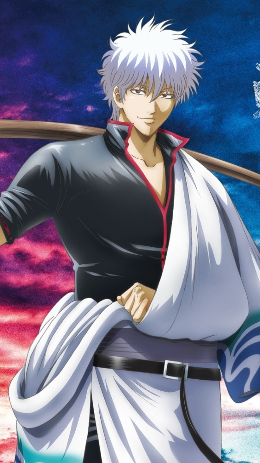 Gintoki Sakata: Anime protagonist known as the “White Devil” due to his silver hair and white clothing, Shiroyasha. 1080x1920 Full HD Background.
