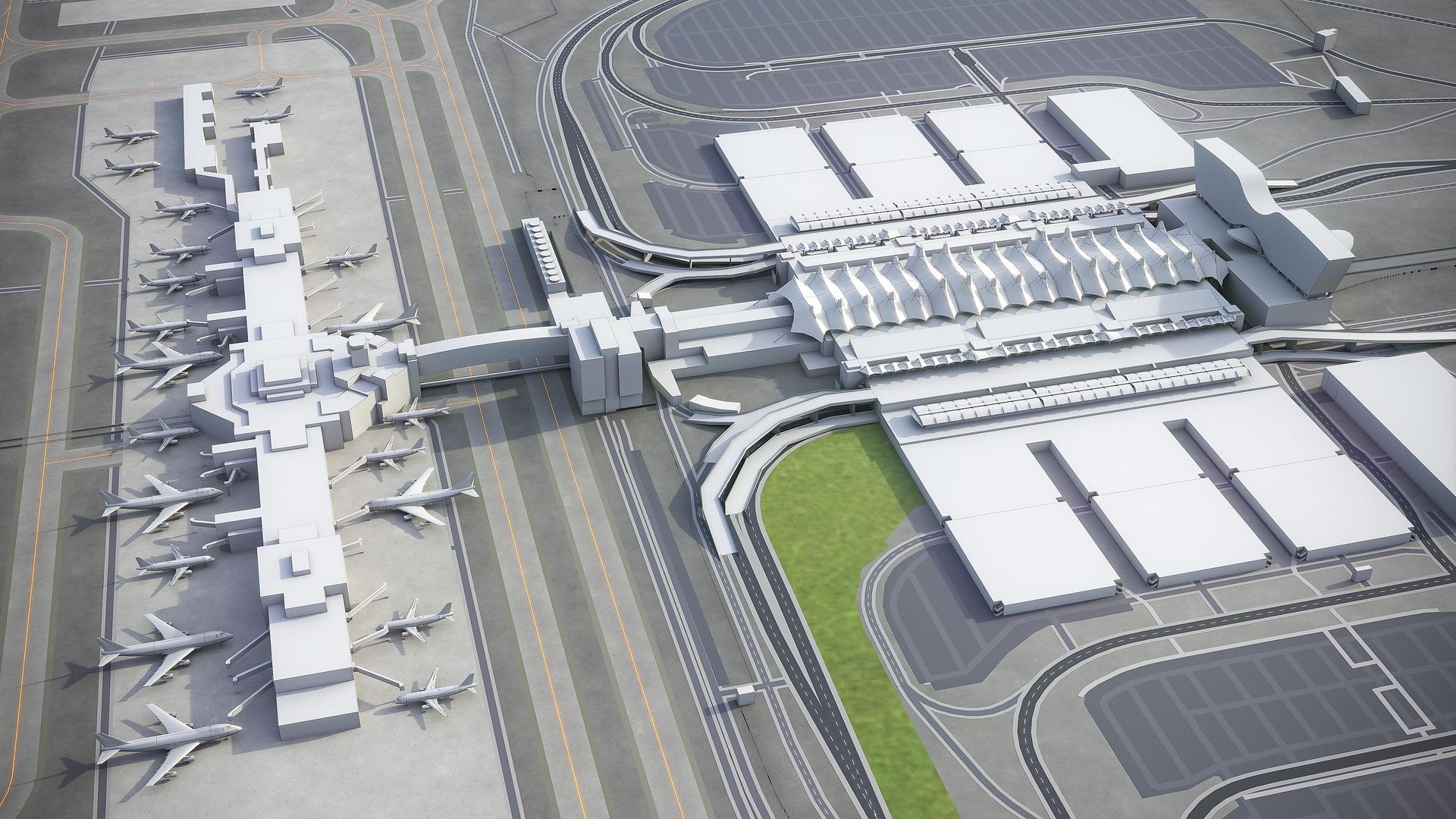 Denver International Airport, 3D model, 3D City Models, 1920x1080 Full HD Desktop
