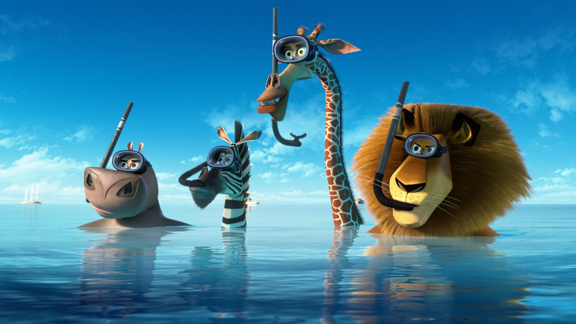 Madagascar (Movie): The story of four animals that escape from the Central Park Zoo in Manhattan. 1920x1080 Full HD Wallpaper.