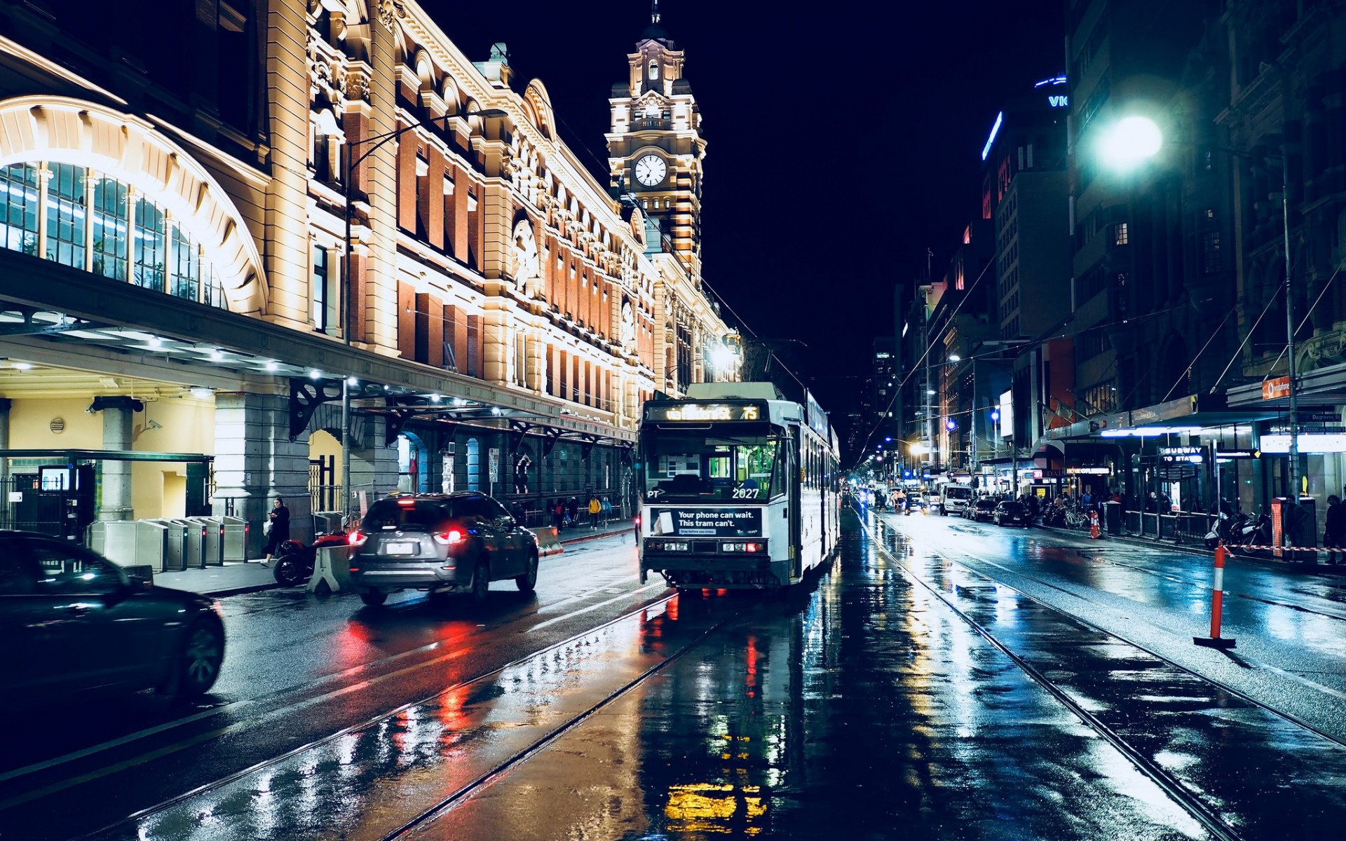 Tram travels, Melbourne streets, Australia city lights, High quality, 1920x1200 HD Desktop
