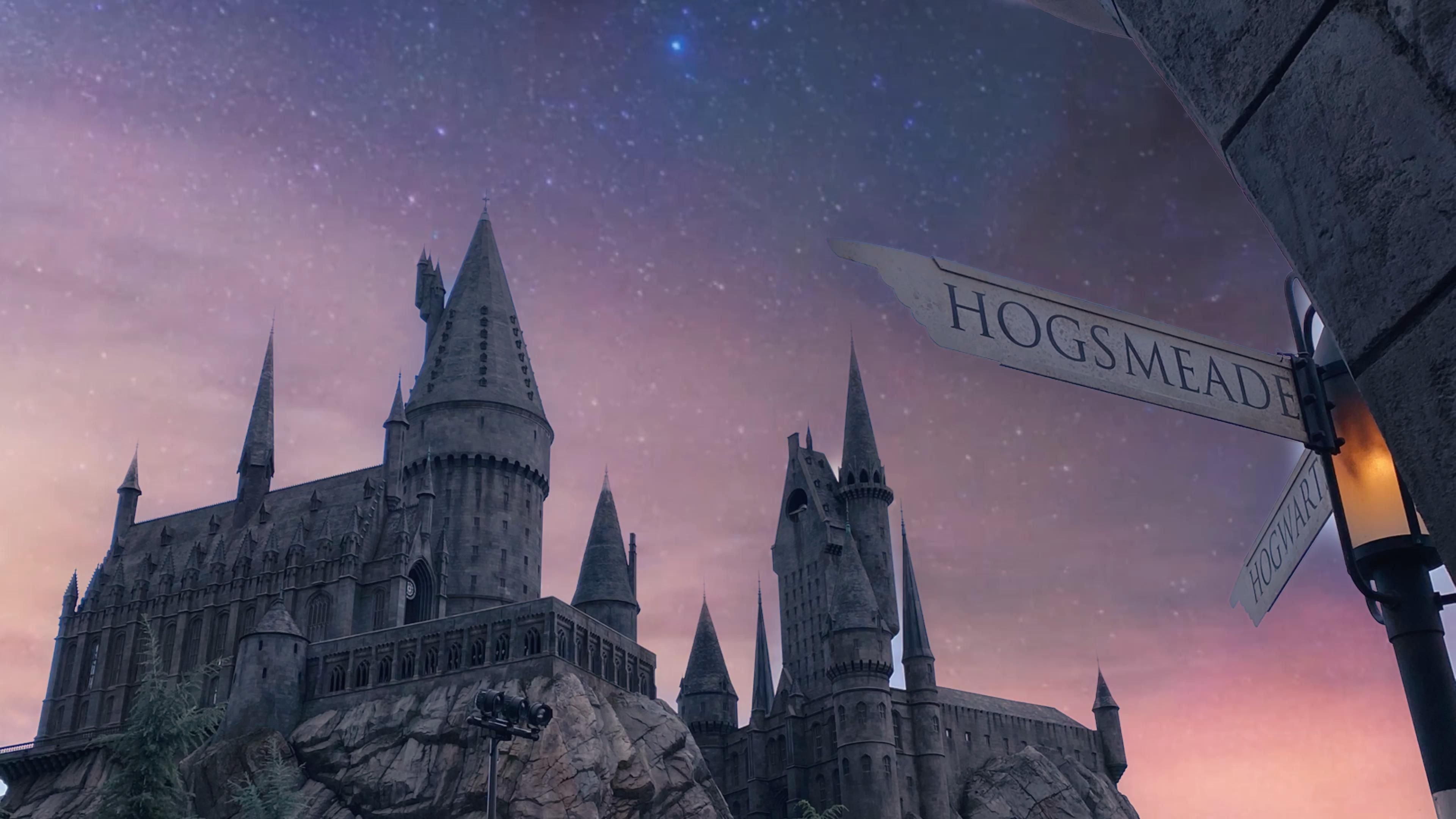 Hogwarts Castle, Mystical atmosphere, Nighttime beauty, Magical wonder, 3840x2160 4K Desktop
