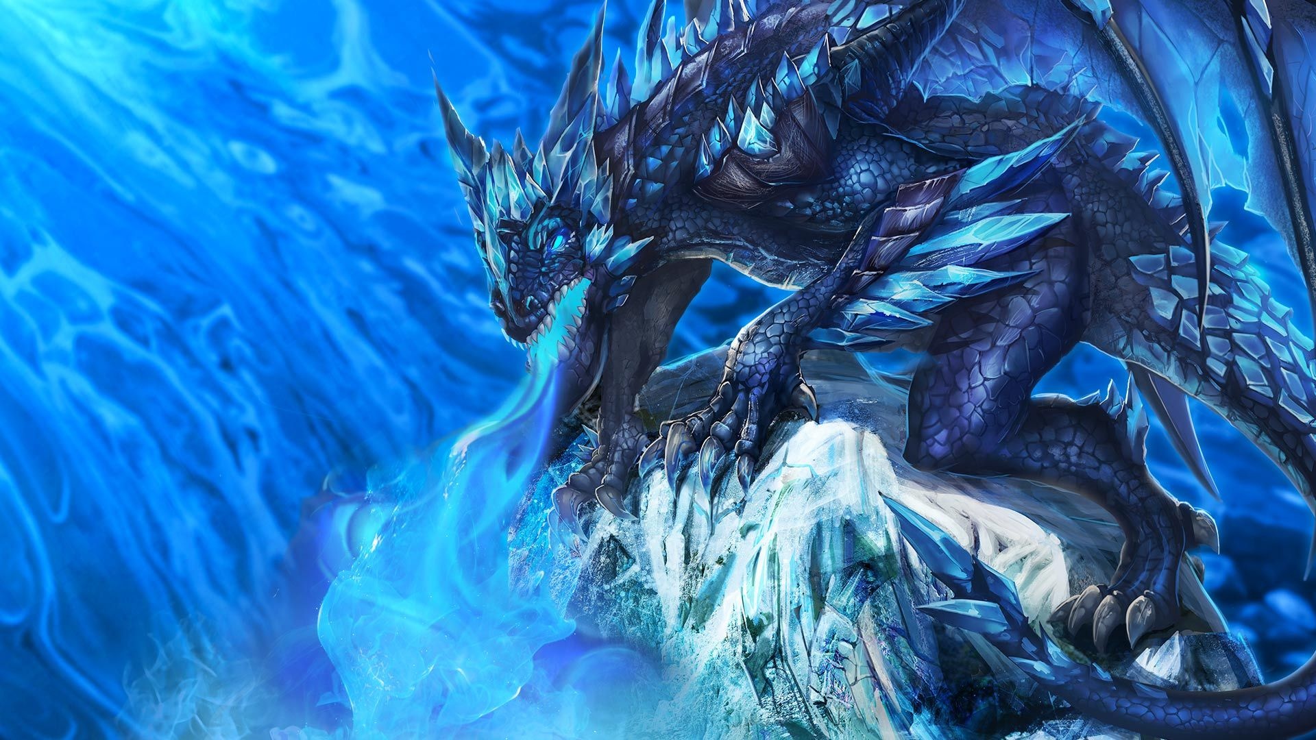 Ice Dragon, Stunning artwork, Mythical creature, Fantasy world, 1920x1080 Full HD Desktop